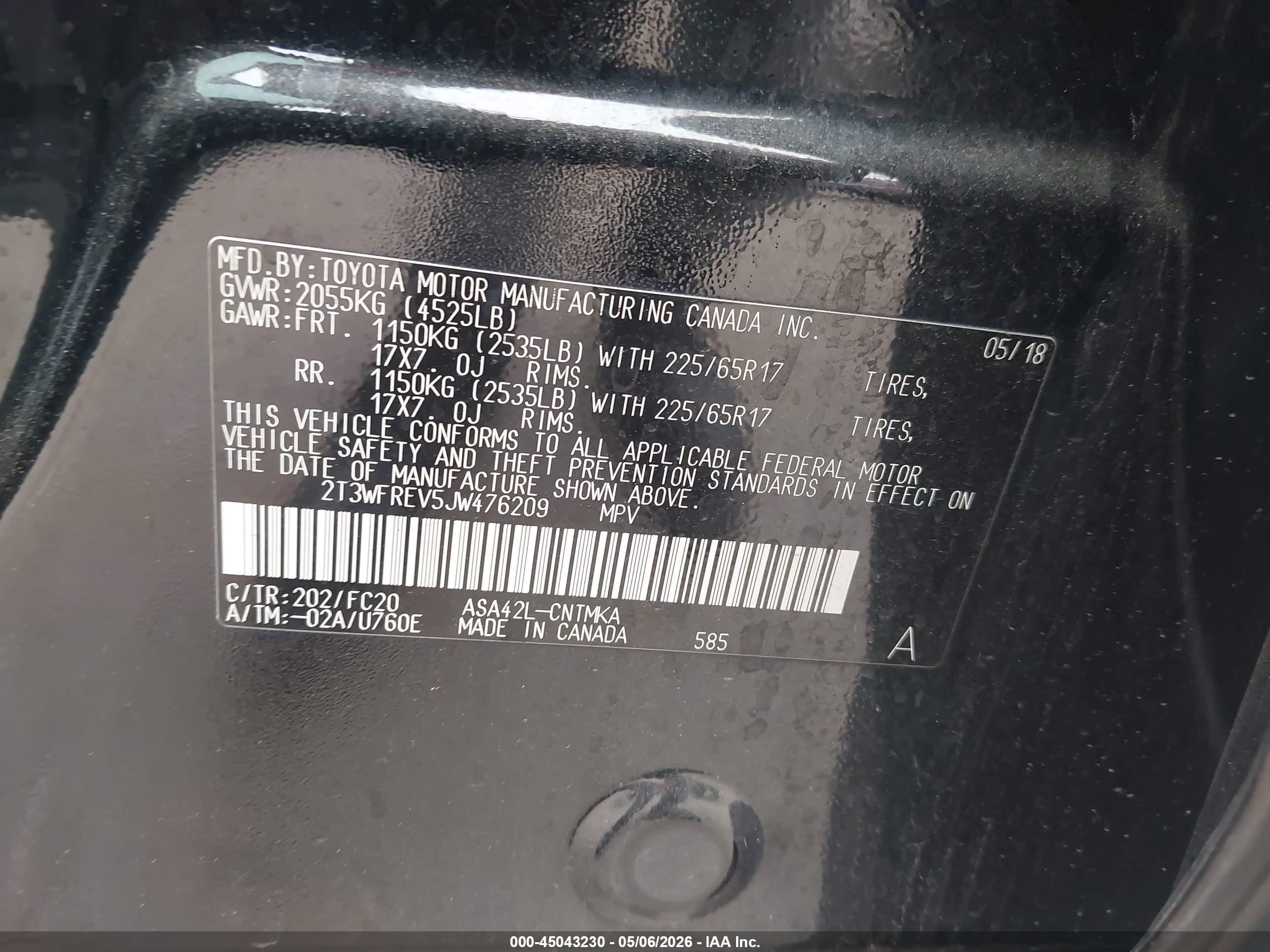 2018 Toyota Rav4 Xle Черный vin: 2T3WFREV5JW476209