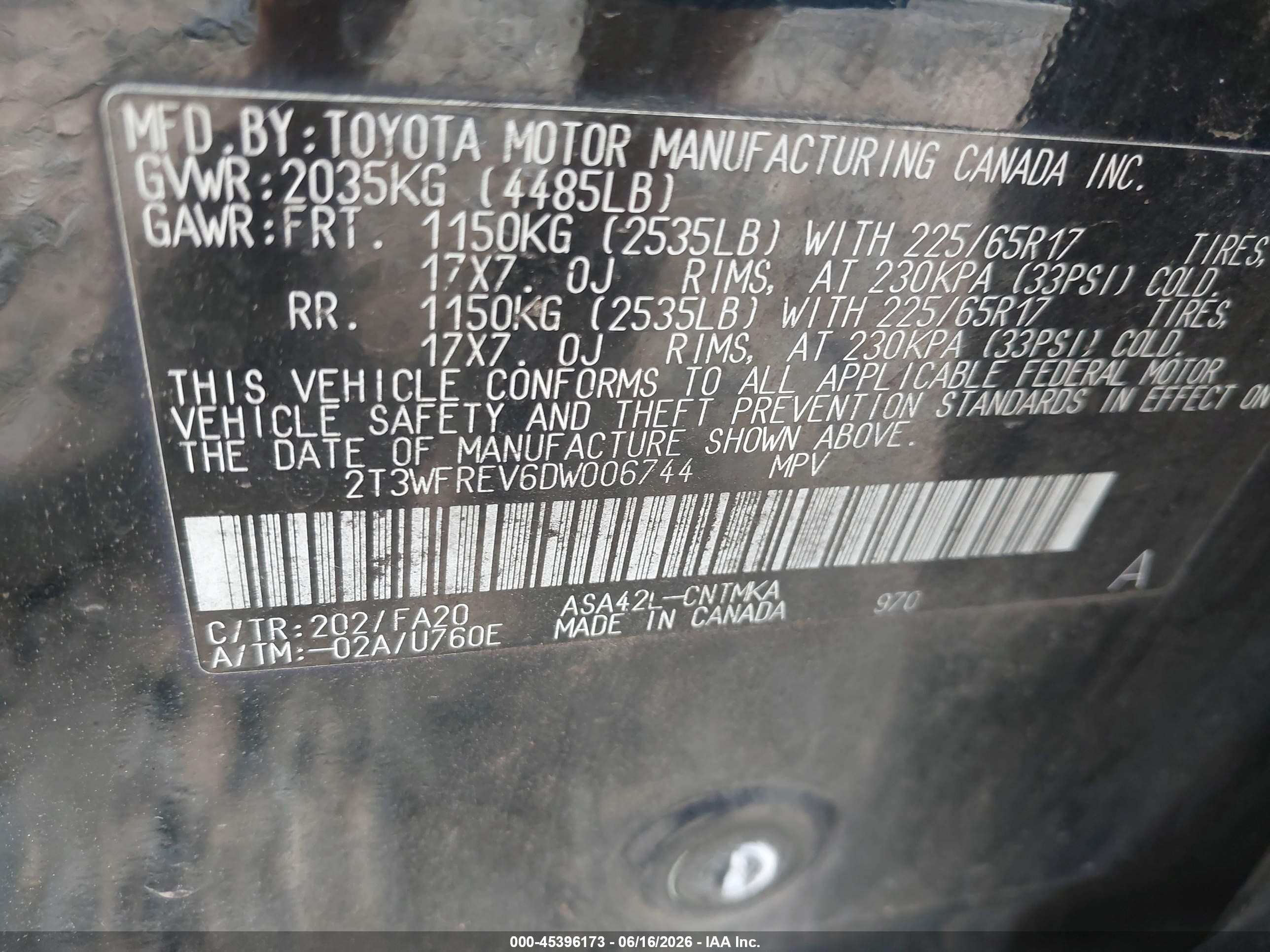 2013 Toyota Rav4 Xle Black vin: 2T3WFREV6DW006744