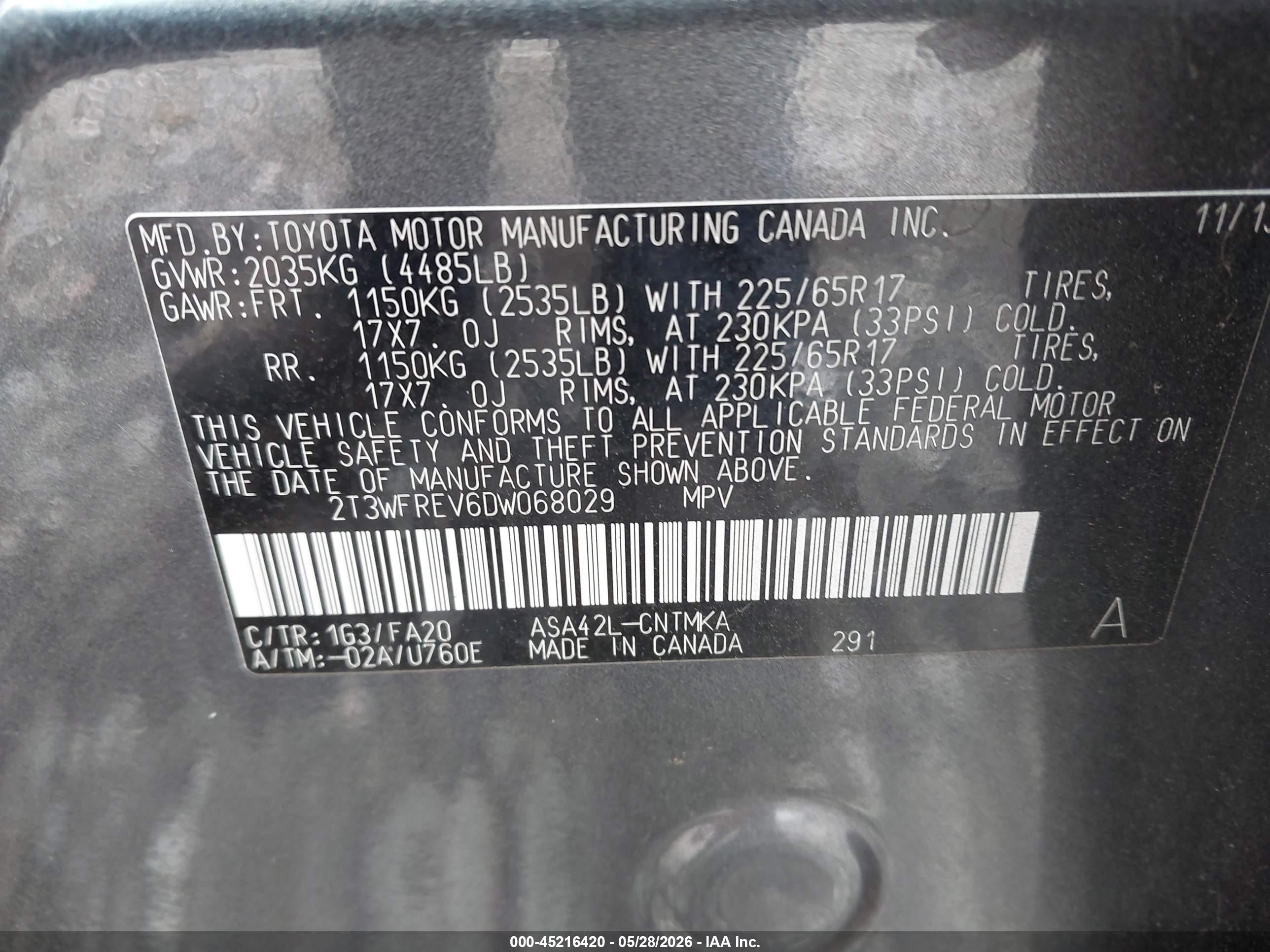 2013 Toyota Rav4 Xle Gray vin: 2T3WFREV6DW068029