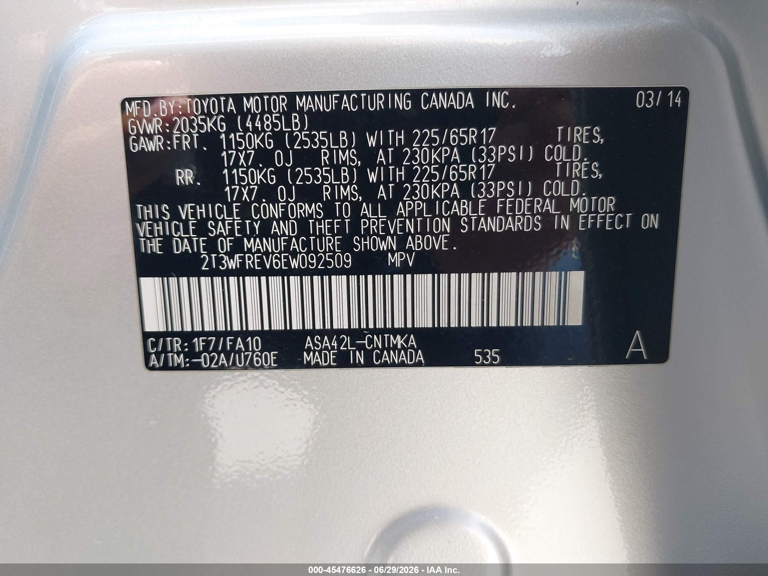 2014 Toyota Rav4 Xle Silver vin: 2T3WFREV6EW092509