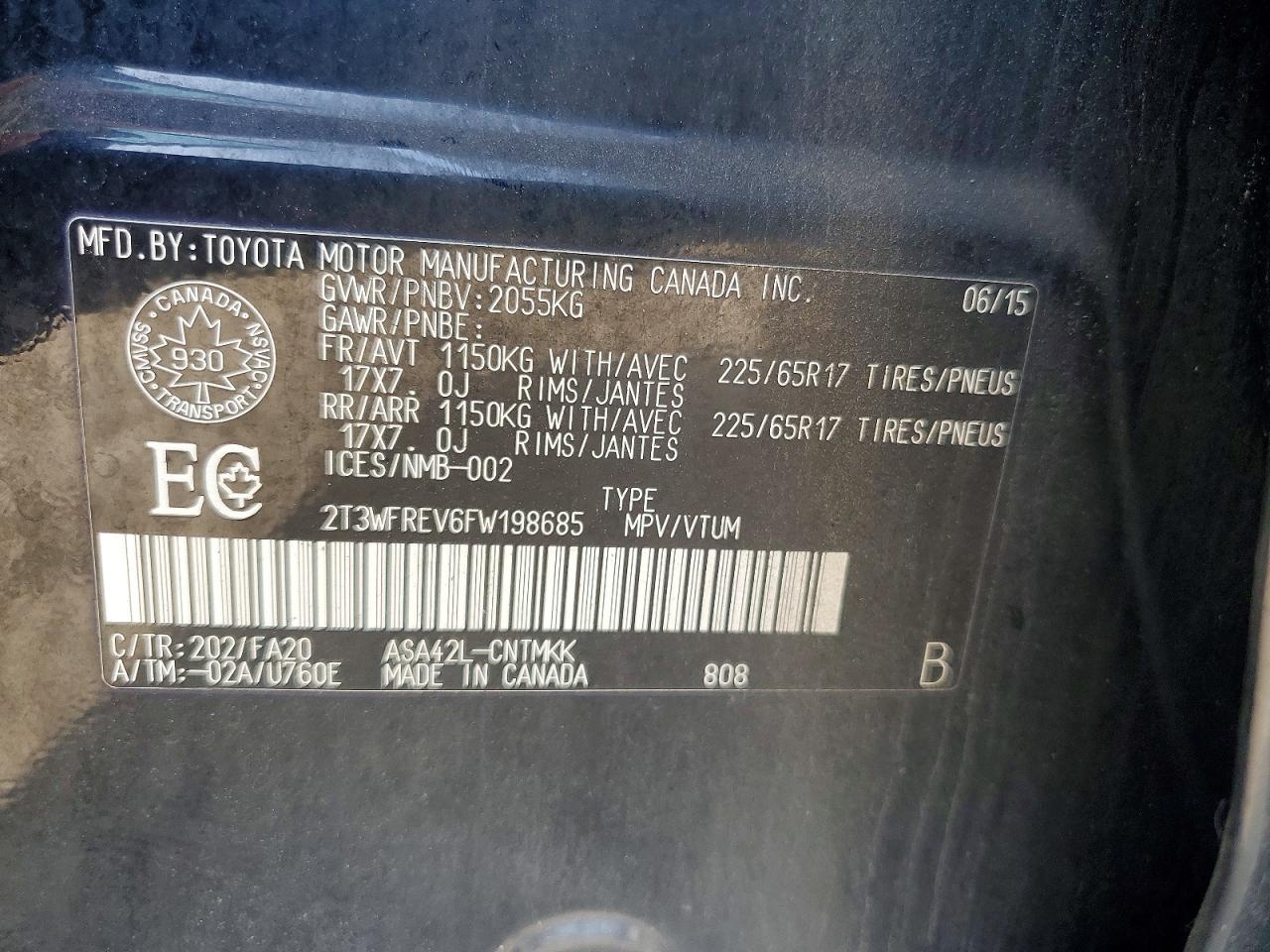 2015 Toyota Rav4 Xle Black vin: 2T3WFREV6FW198685