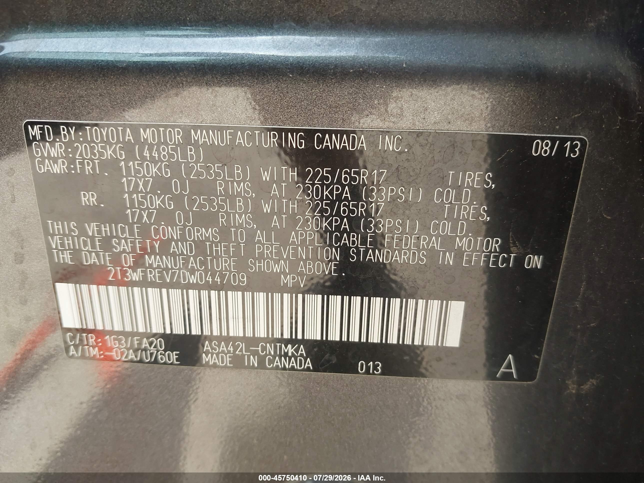 2013 Toyota Rav4 Xle Gray vin: 2T3WFREV7DW044709