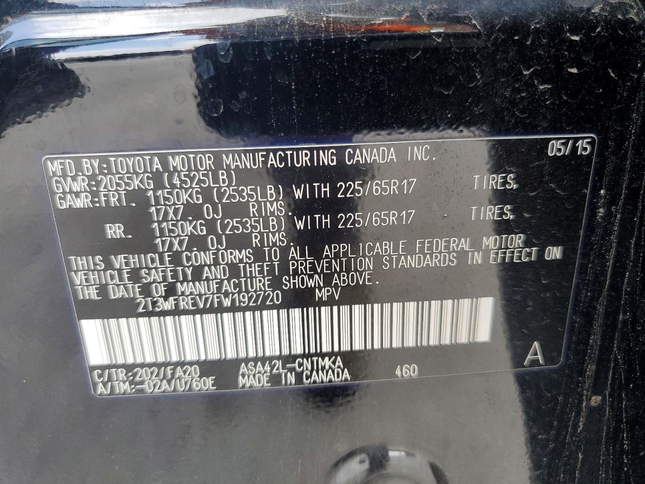 2015 Toyota Rav4 Xle Black vin: 2T3WFREV7FW192720