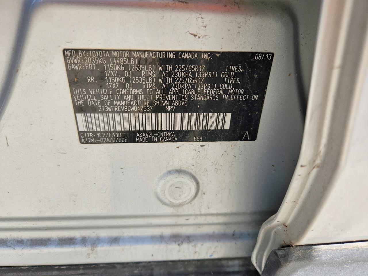2013 Toyota Rav4 Xle Silver vin: 2T3WFREV8DW047537