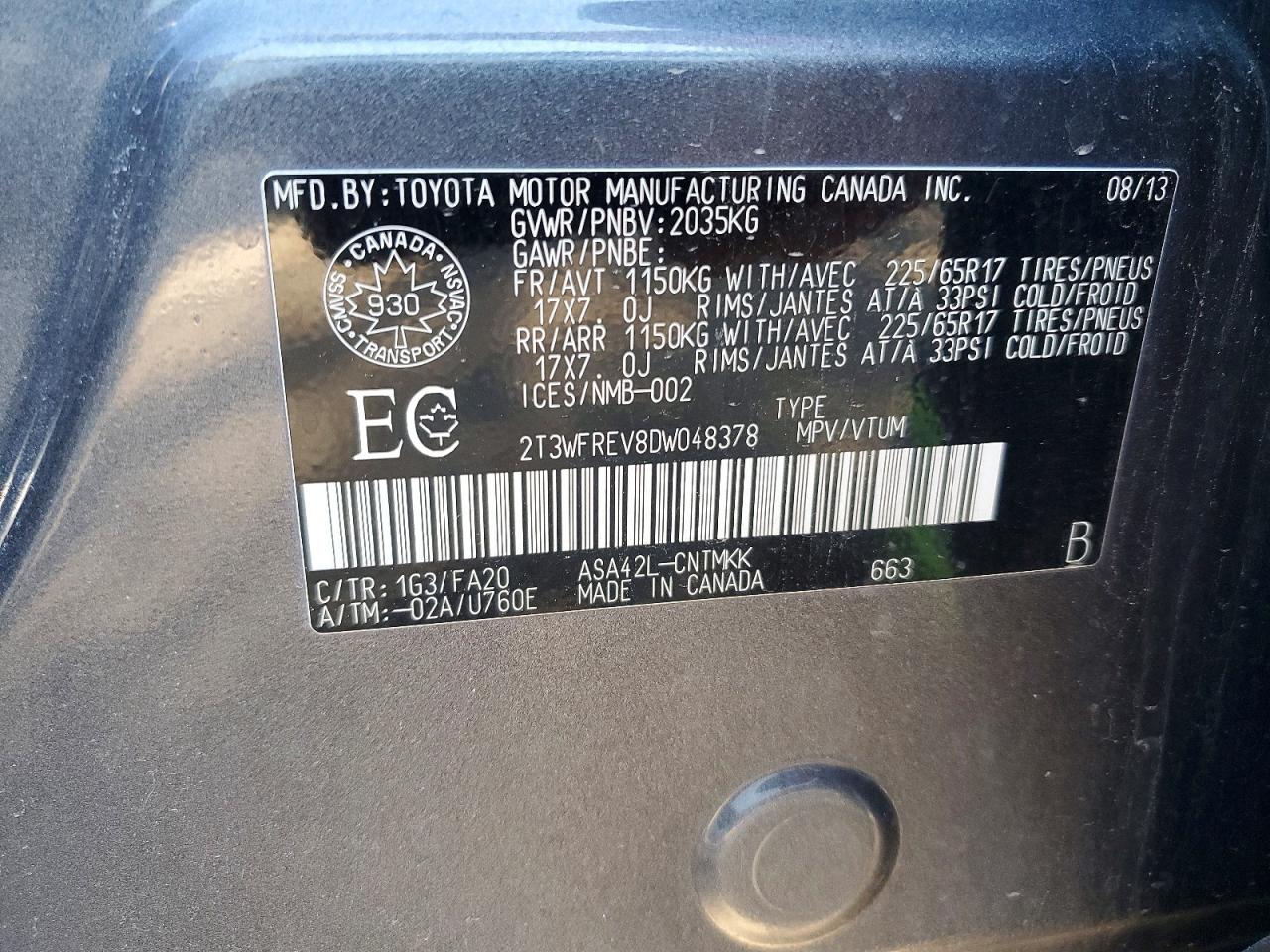 2013 Toyota Rav4 Xle Gray vin: 2T3WFREV8DW048378