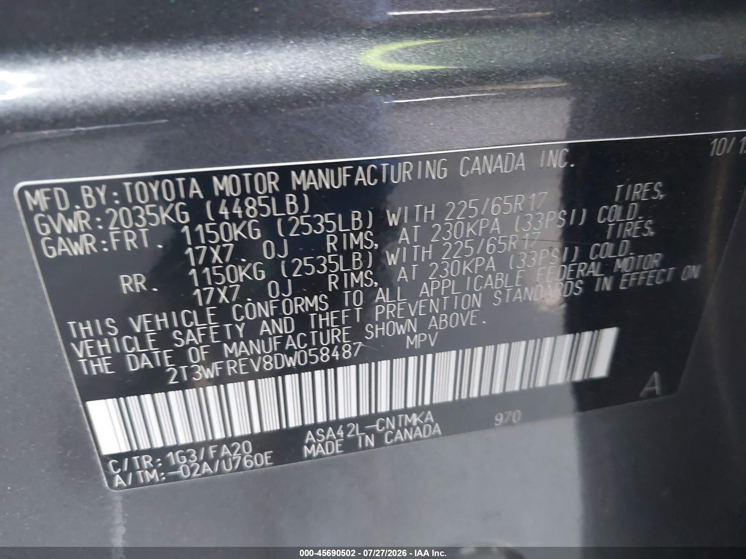 2013 Toyota Rav4 Xle Серый vin: 2T3WFREV8DW058487