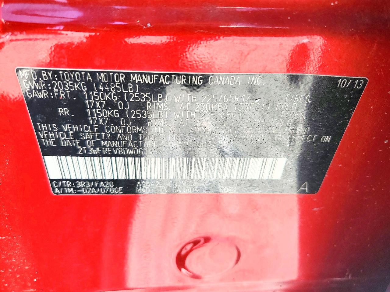 2013 Toyota Rav4 Xle Red vin: 2T3WFREV8DW061437