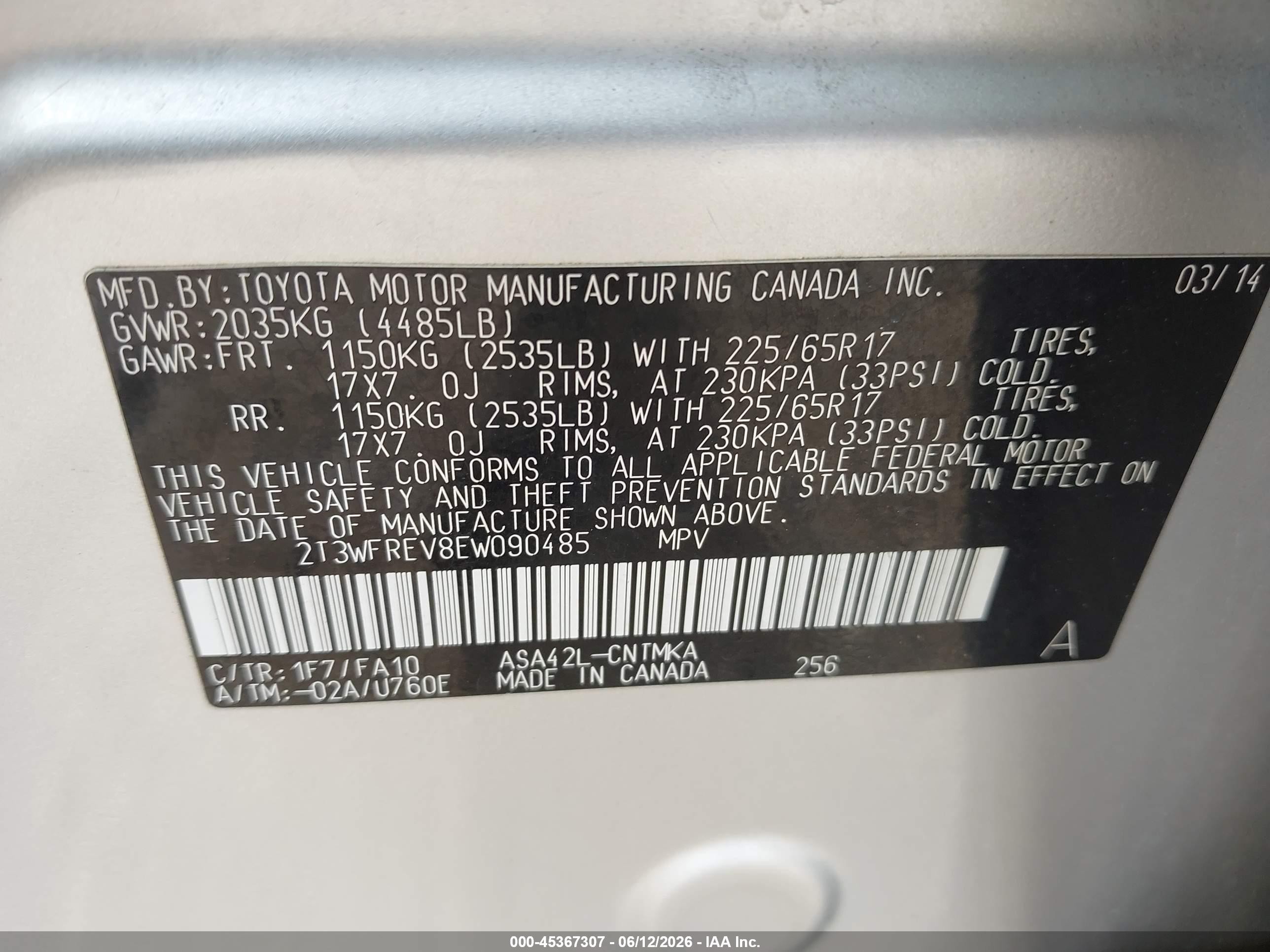 2014 Toyota Rav4 Xle Silver vin: 2T3WFREV8EW090485
