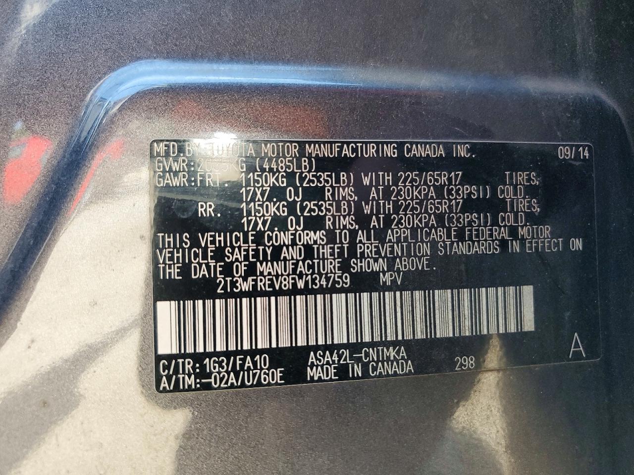 2015 Toyota Rav4 Xle Gray vin: 2T3WFREV8FW134759