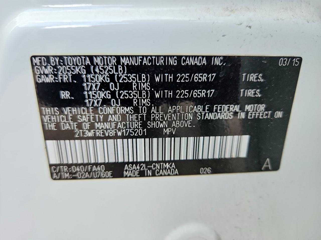 2015 Toyota Rav4 Xle White vin: 2T3WFREV8FW175201