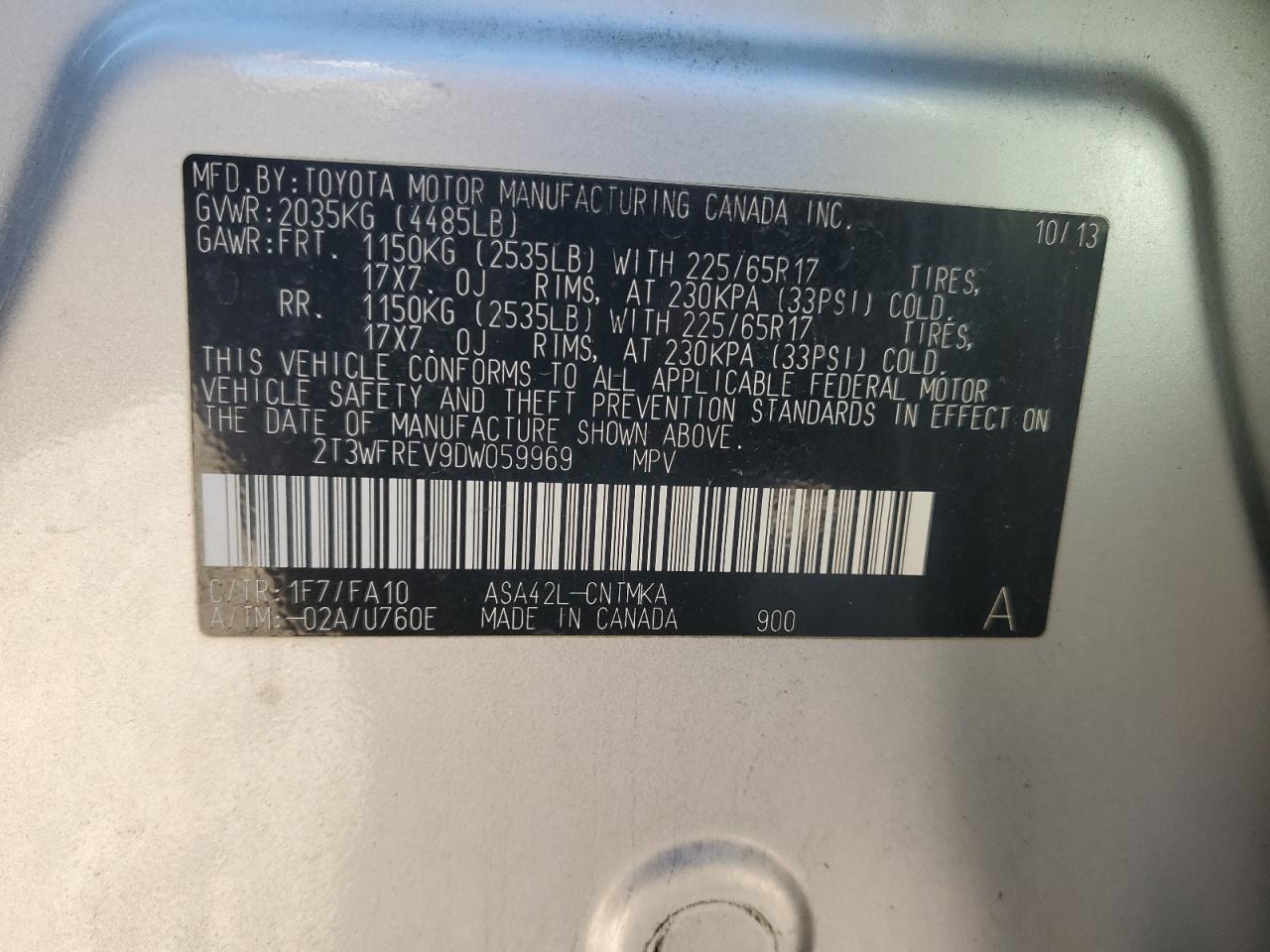 2013 Toyota Rav4 Xle Серебряный vin: 2T3WFREV9DW059969