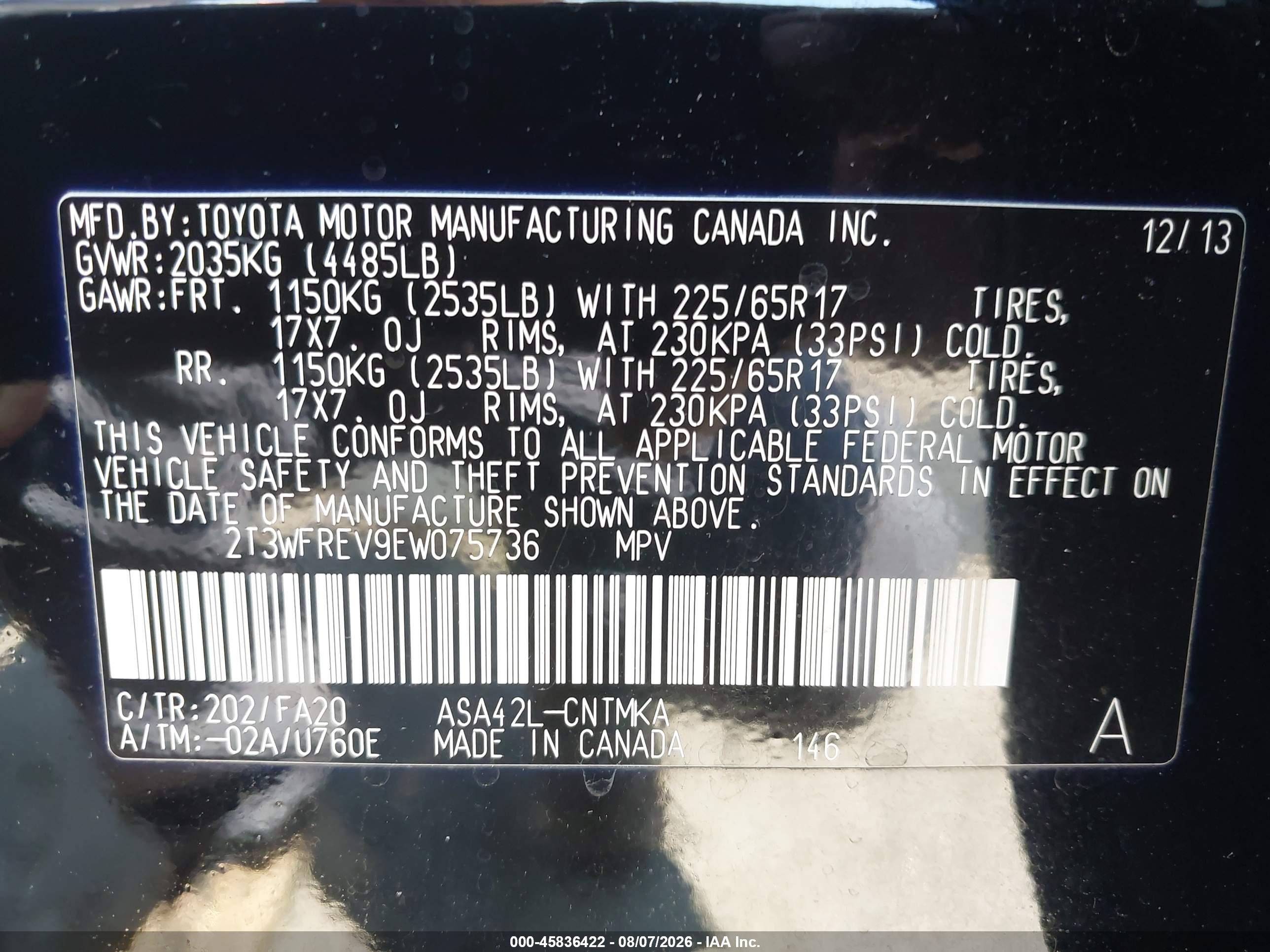 2014 Toyota Rav4 Xle Black vin: 2T3WFREV9EW075736