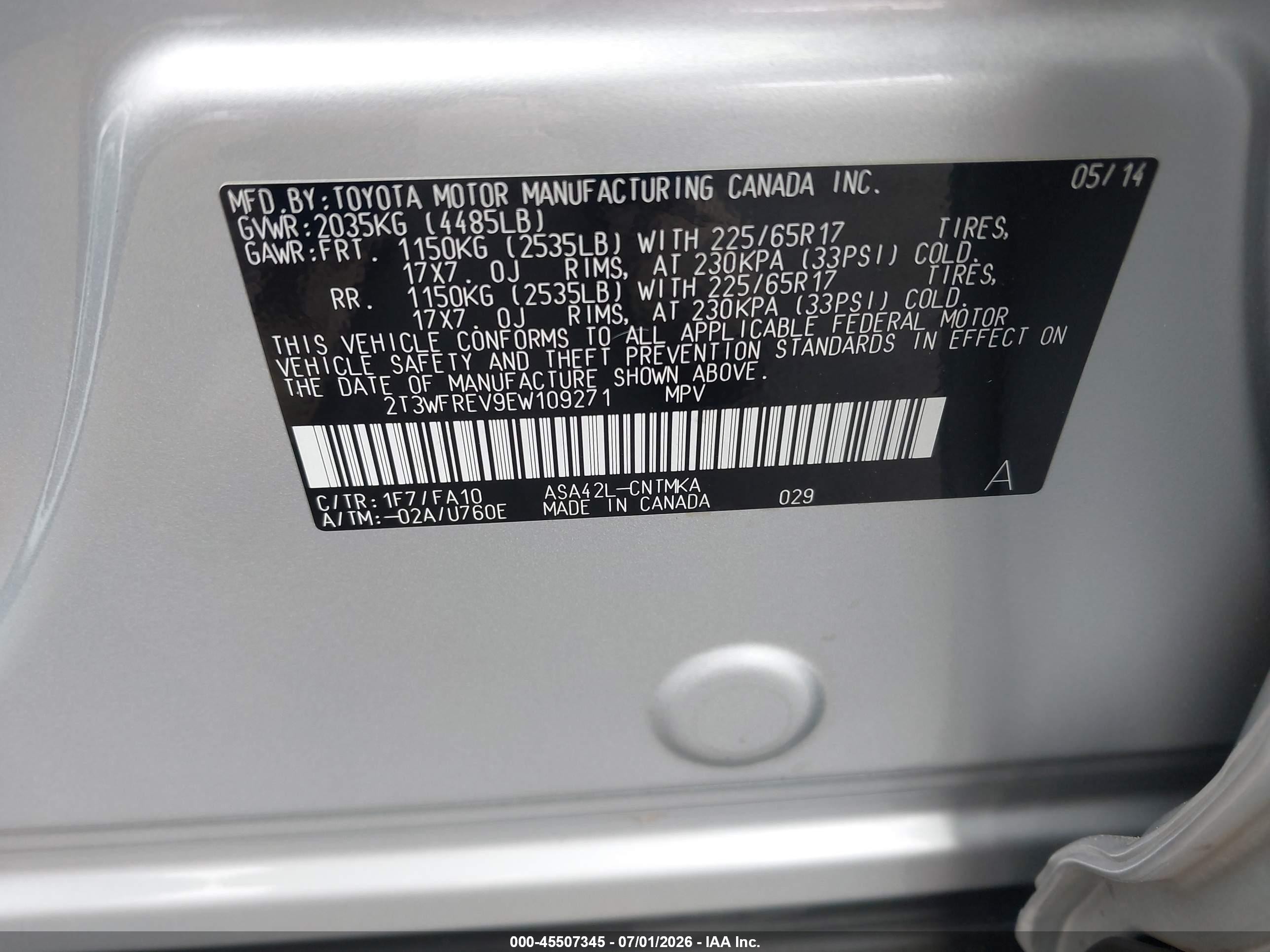 2014 Toyota Rav4 Xle Silver vin: 2T3WFREV9EW109271