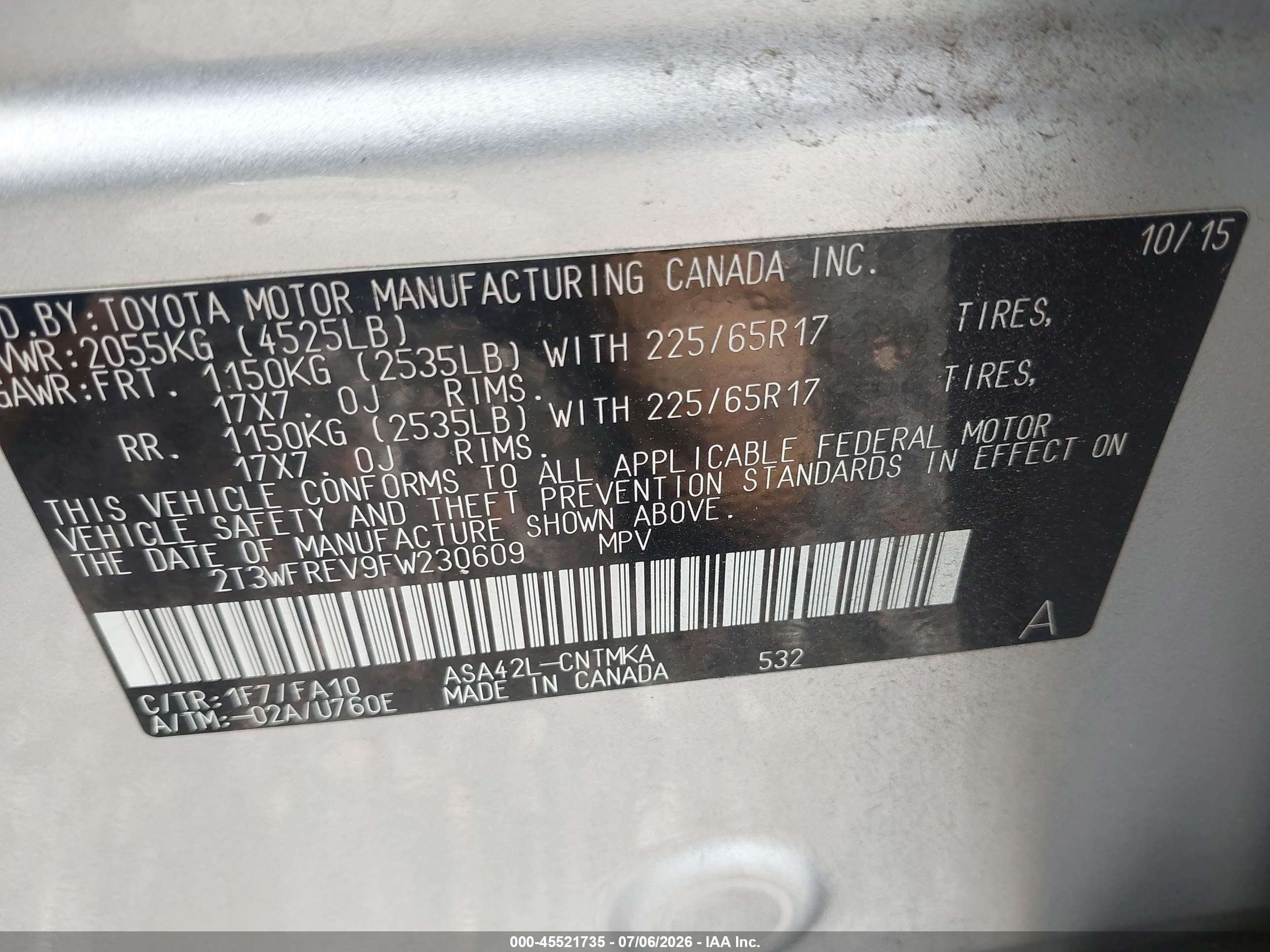 2015 Toyota Rav4 Xle Gray vin: 2T3WFREV9FW230609