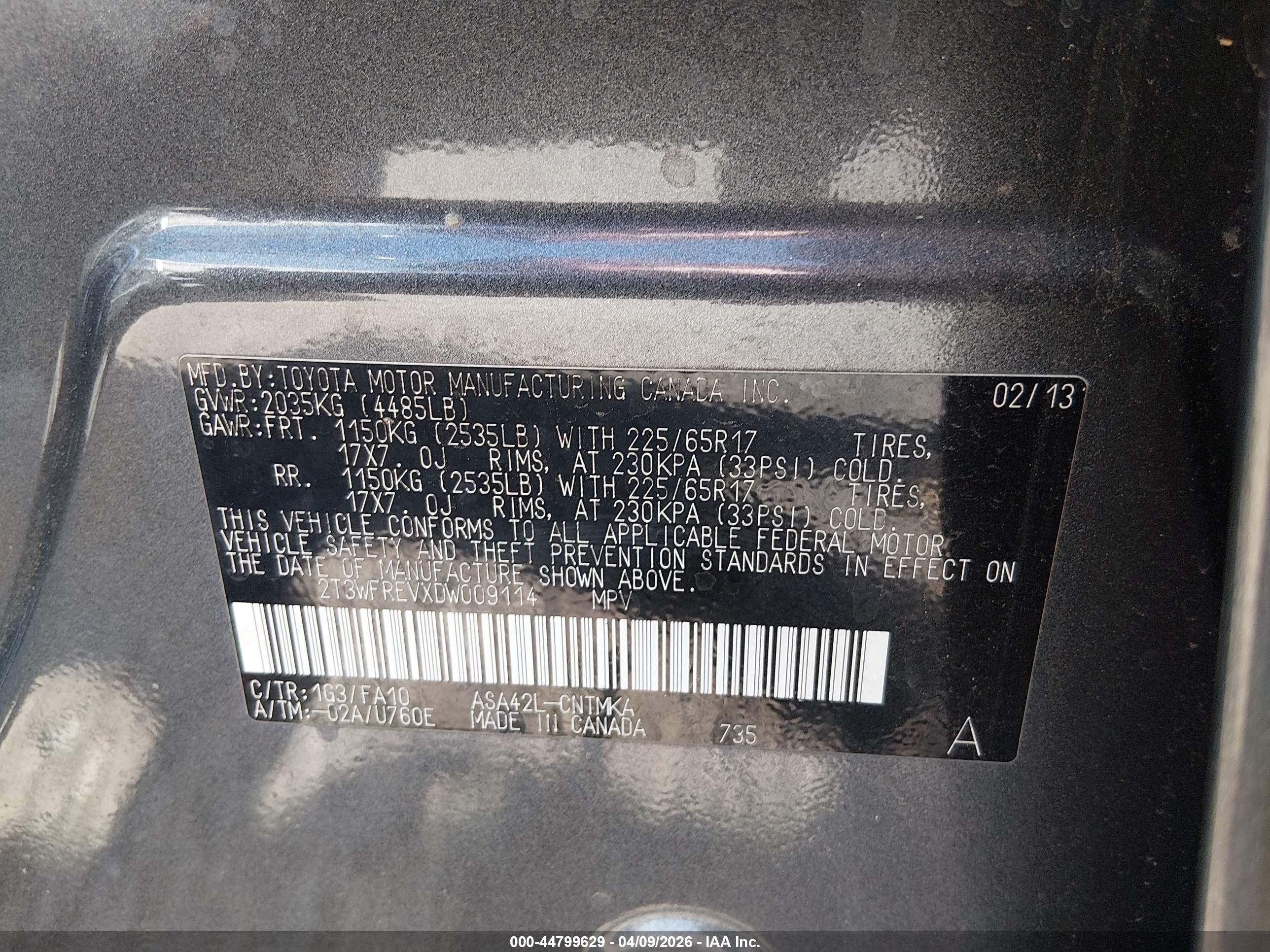 2013 Toyota Rav4 Xle Серый vin: 2T3WFREVXDW009114