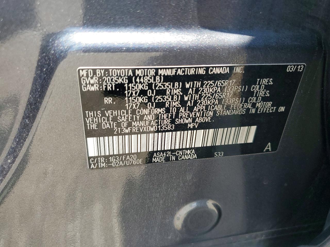 2013 Toyota Rav4 Xle Gray vin: 2T3WFREVXDW013583