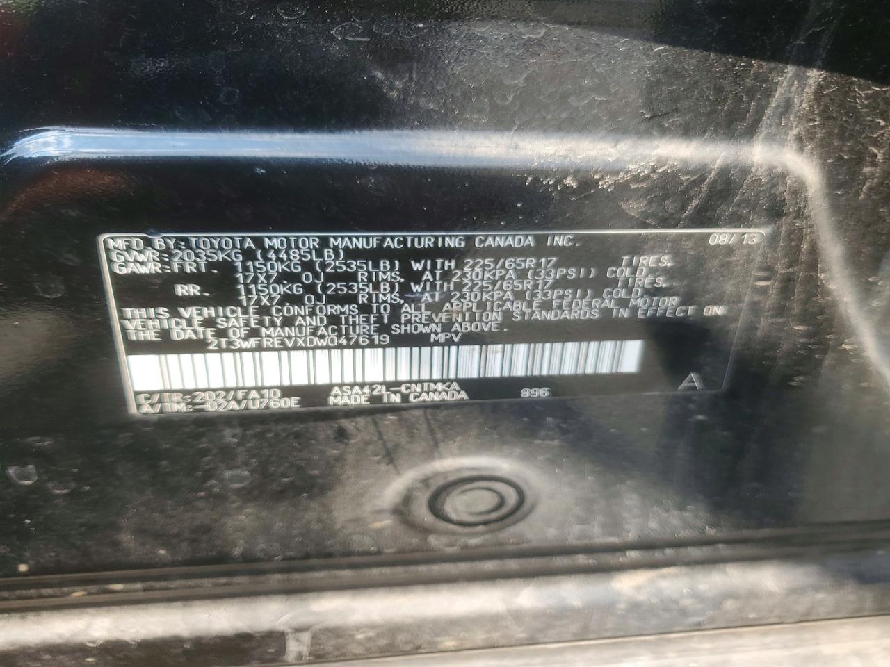 2013 Toyota Rav4 Xle Black vin: 2T3WFREVXDW047619