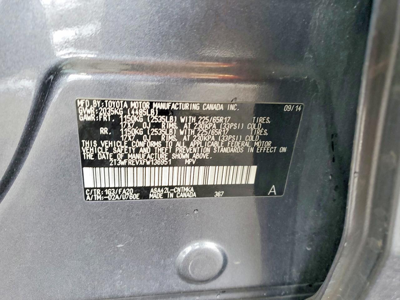 2015 Toyota Rav4 Xle Gray vin: 2T3WFREVXFW136951