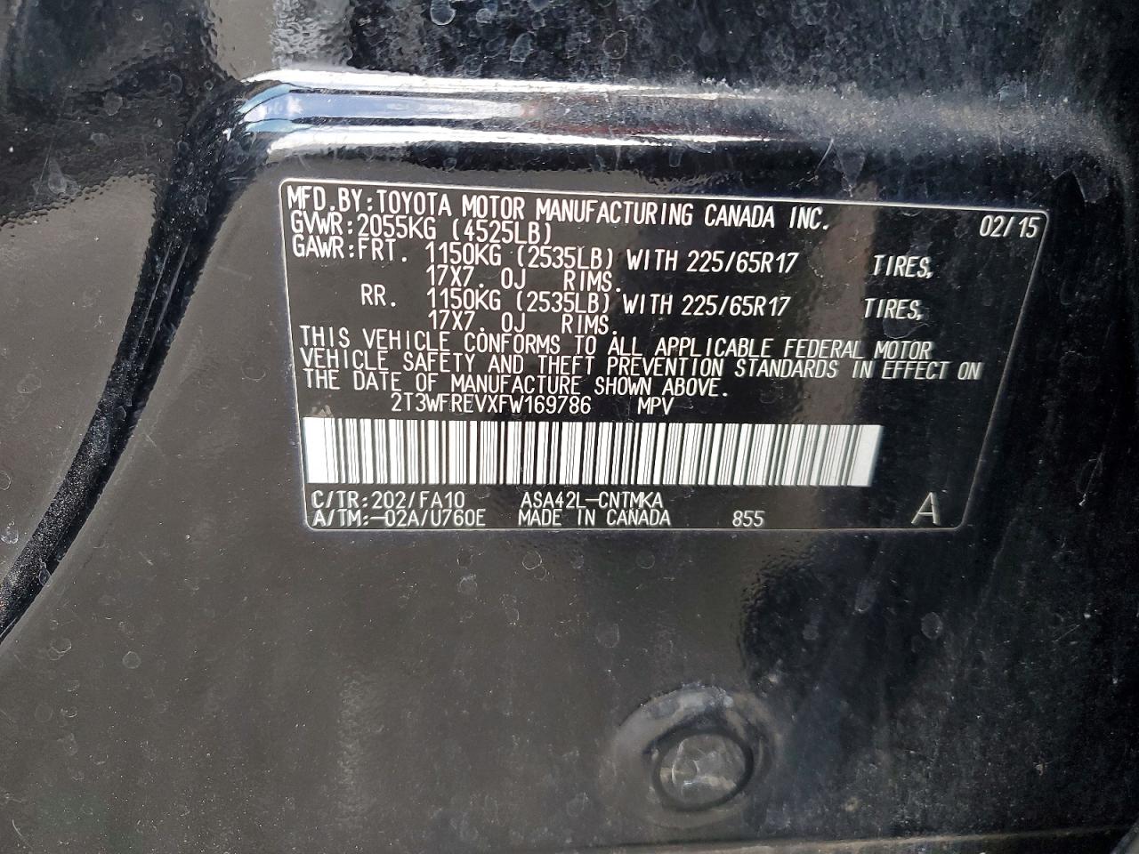 2015 Toyota Rav4 Xle Black vin: 2T3WFREVXFW169786