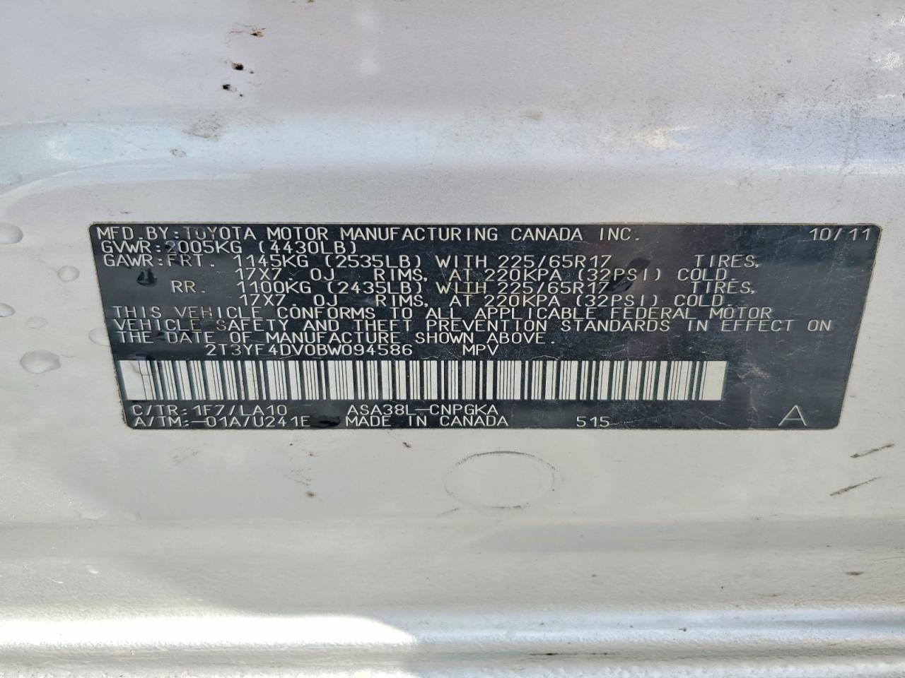 2011 Toyota Rav4 Limited Silver vin: 2T3YF4DV0BW094586
