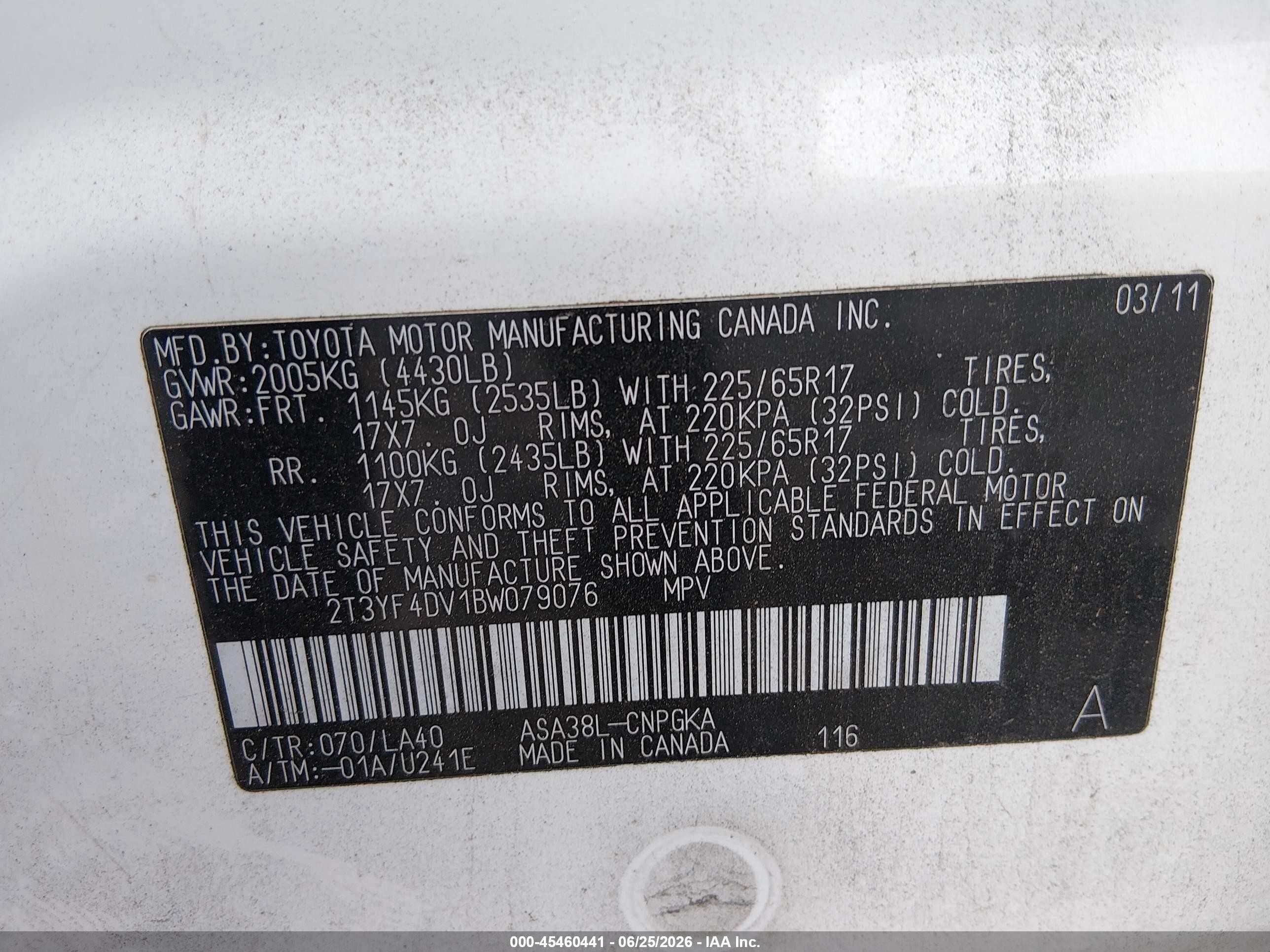 2011 Toyota Rav4 Limited White vin: 2T3YF4DV1BW079076