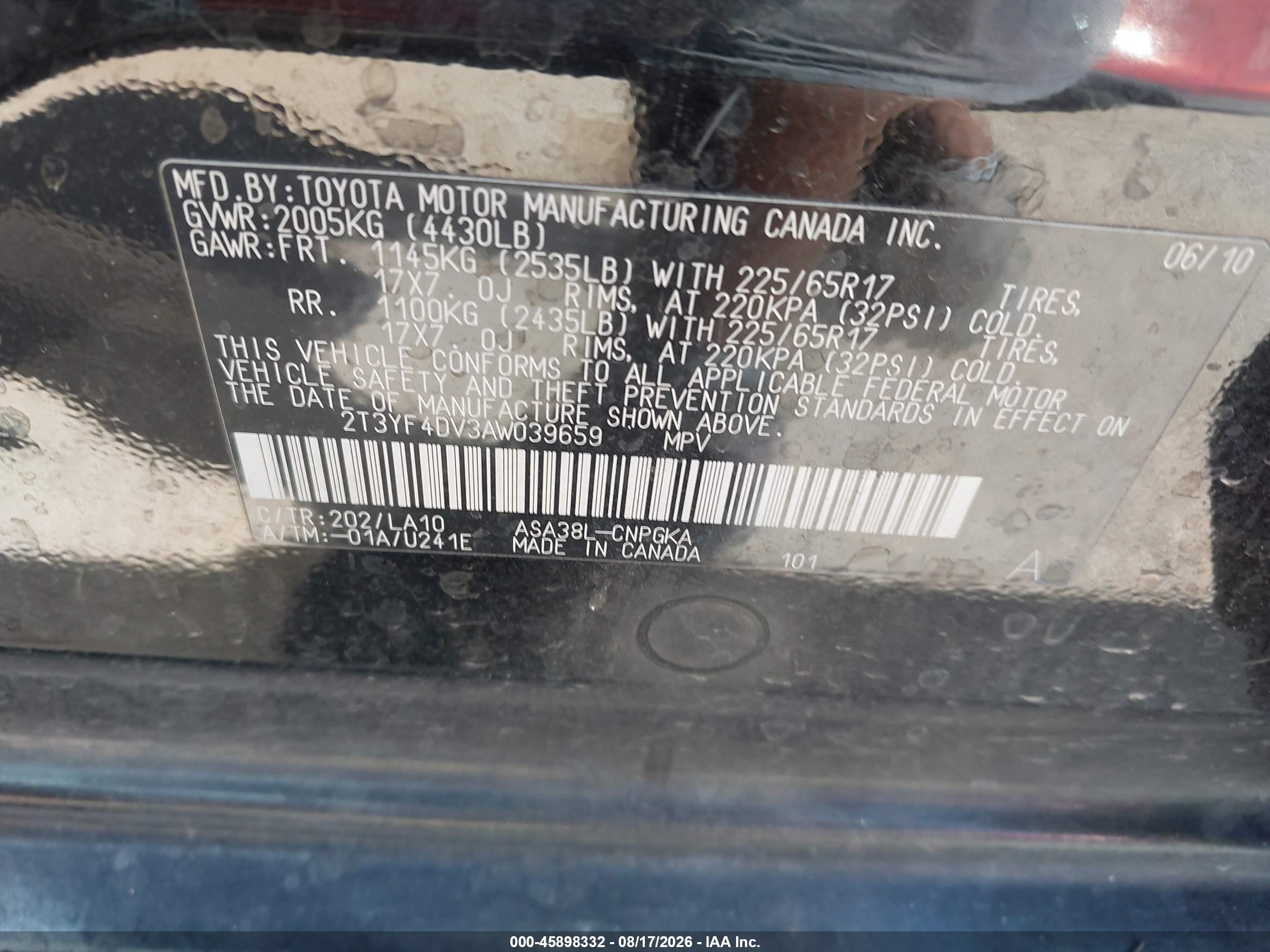 2010 Toyota Rav4 Limited Черный vin: 2T3YF4DV3AW039659