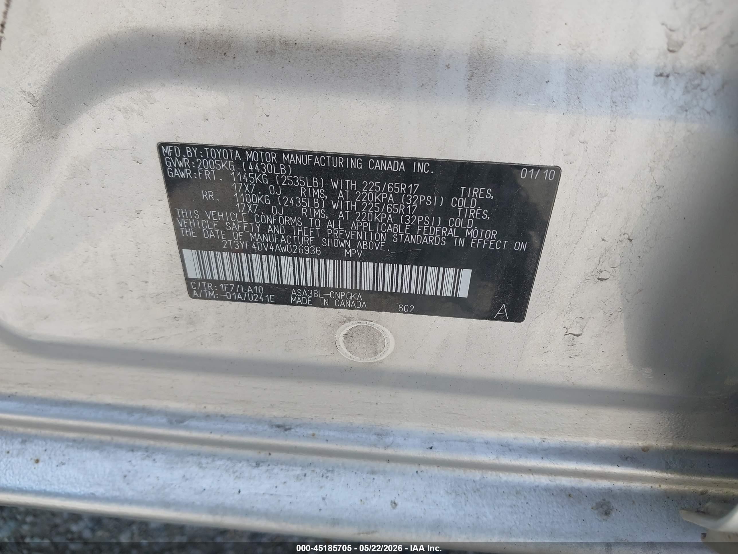 2010 Toyota Rav4 Limited Silver vin: 2T3YF4DV4AW026936
