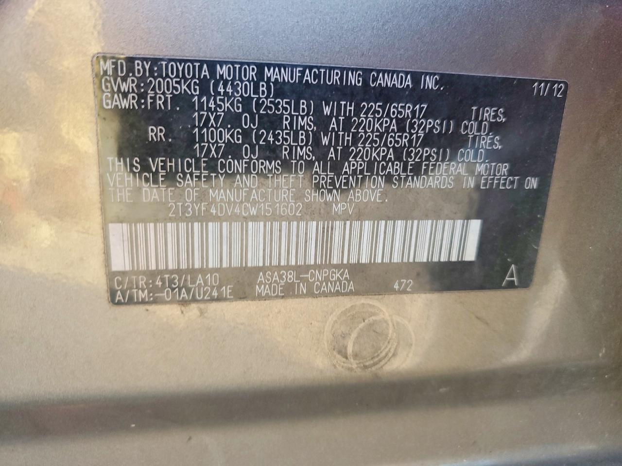 2012 Toyota Rav4 Limited Brown vin: 2T3YF4DV4CW151602