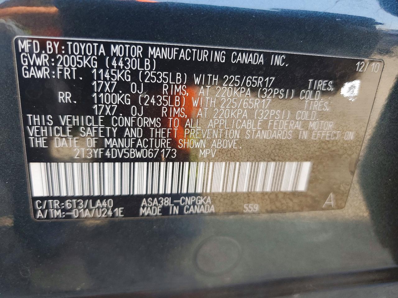 2011 Toyota Rav4 Limited Charcoal vin: 2T3YF4DV5BW067173