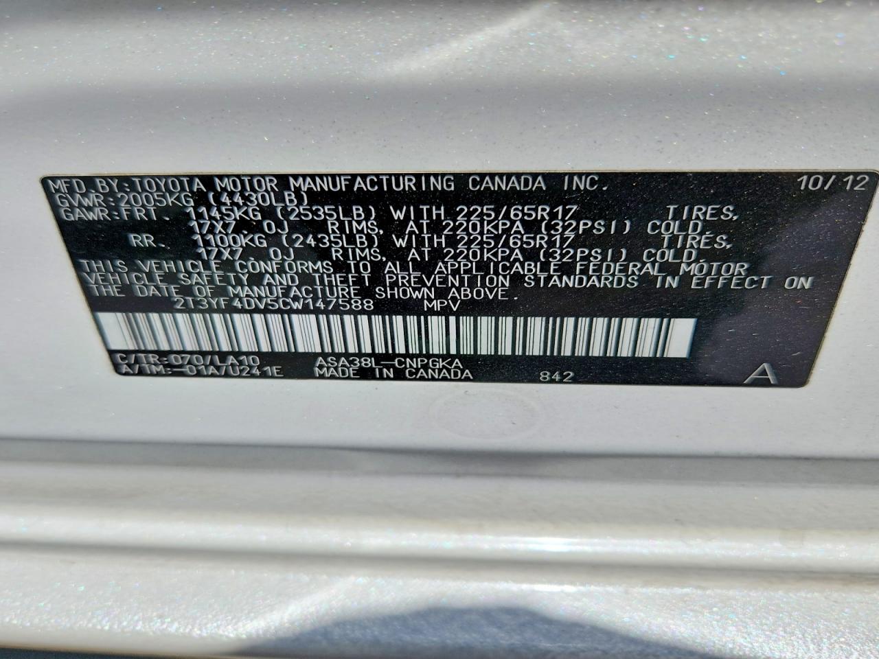 2012 Toyota Rav4 Limited White vin: 2T3YF4DV5CW147588