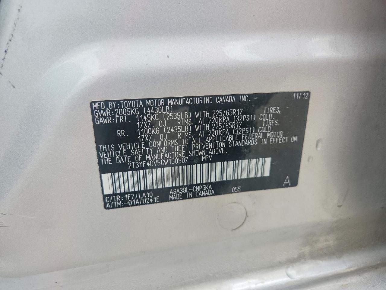 2012 Toyota Rav4 Limited Silver vin: 2T3YF4DV5CW150507