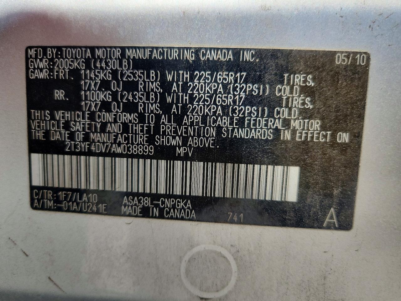 2010 Toyota Rav4 Limited Silver vin: 2T3YF4DV7AW038899