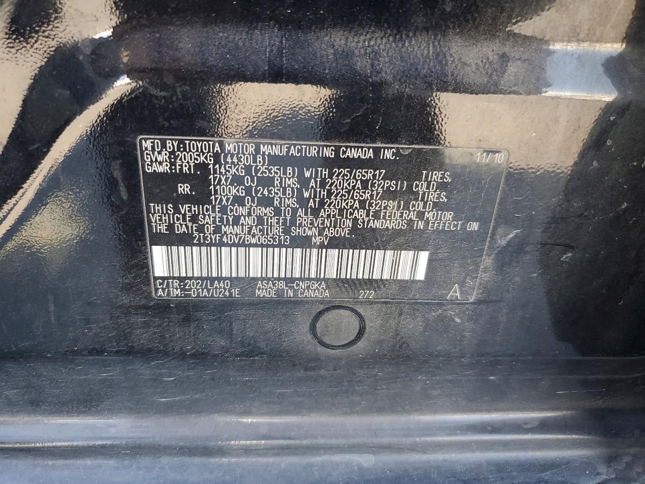 2011 Toyota Rav4 Limited Black vin: 2T3YF4DV7BW065313