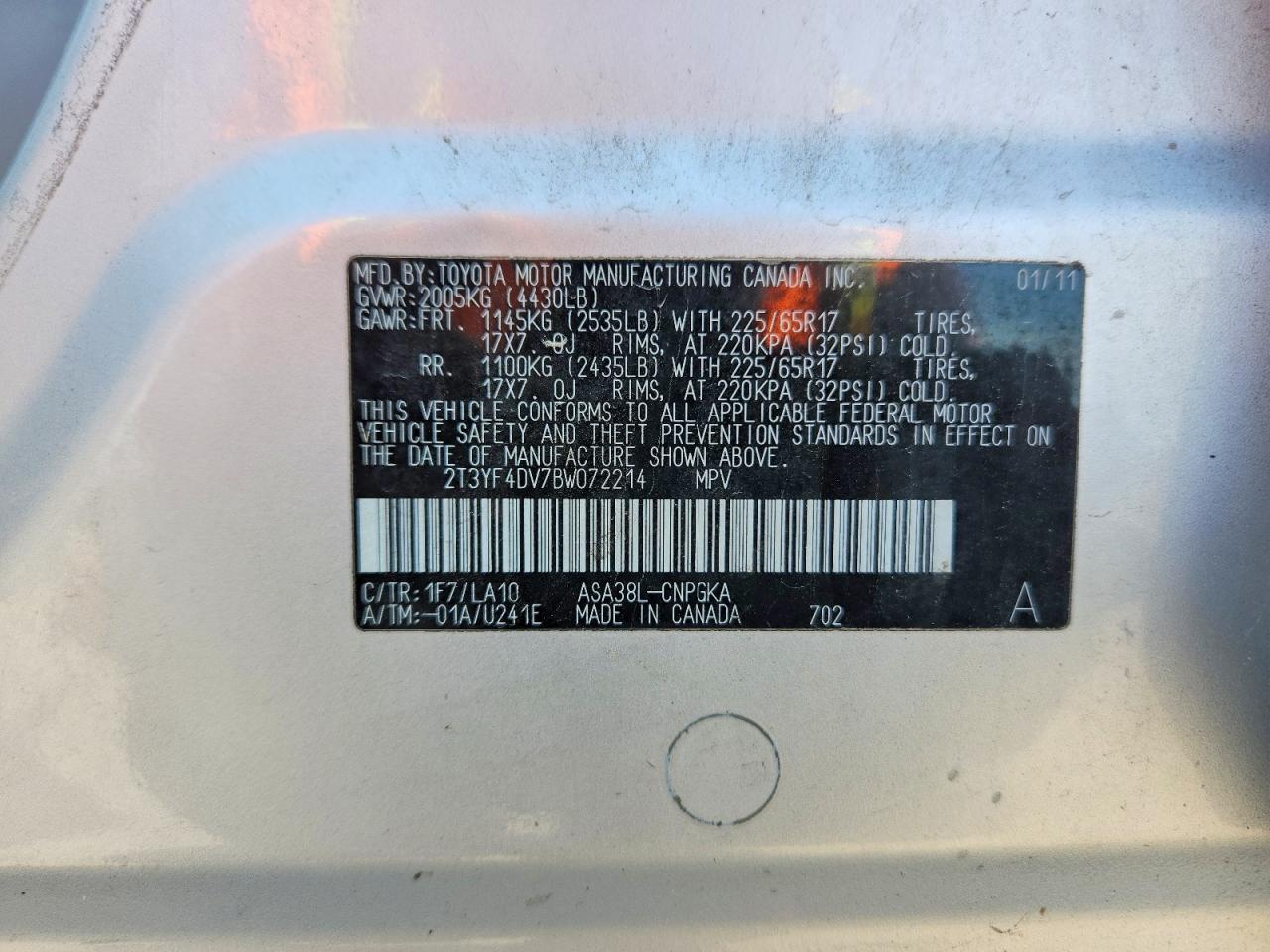 2011 Toyota Rav 4 Silver vin: 2T3YF4DV7BW072214