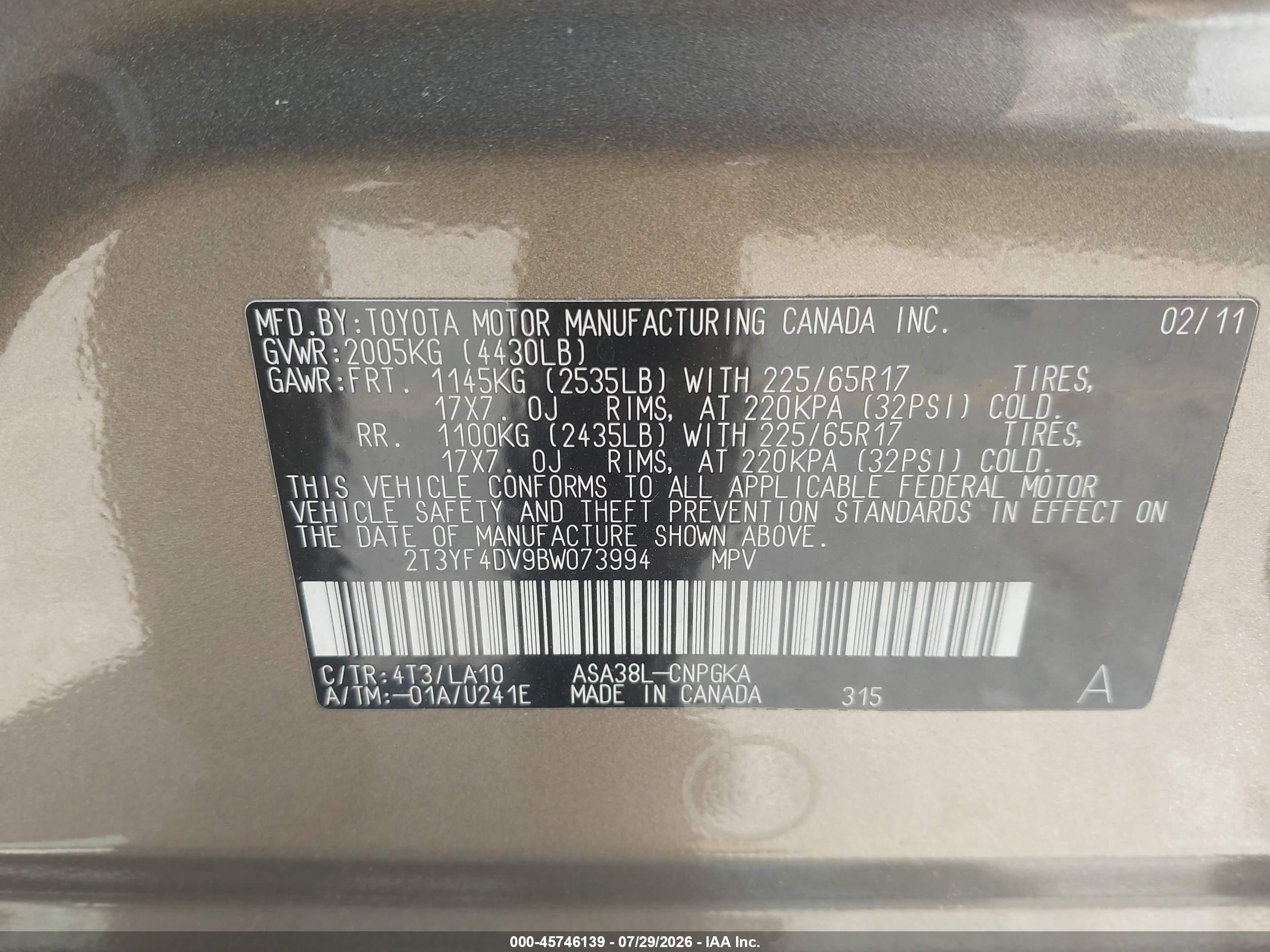 2011 Toyota Rav4 Limited Gray vin: 2T3YF4DV9BW073994