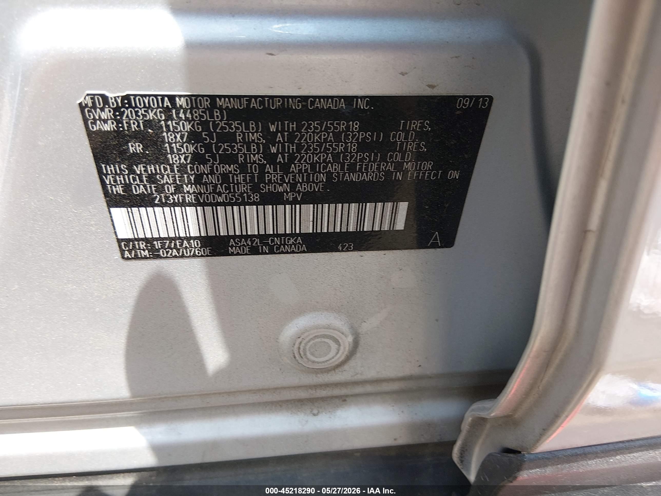 2013 Toyota Rav4 Limited Gray vin: 2T3YFREV0DW055138