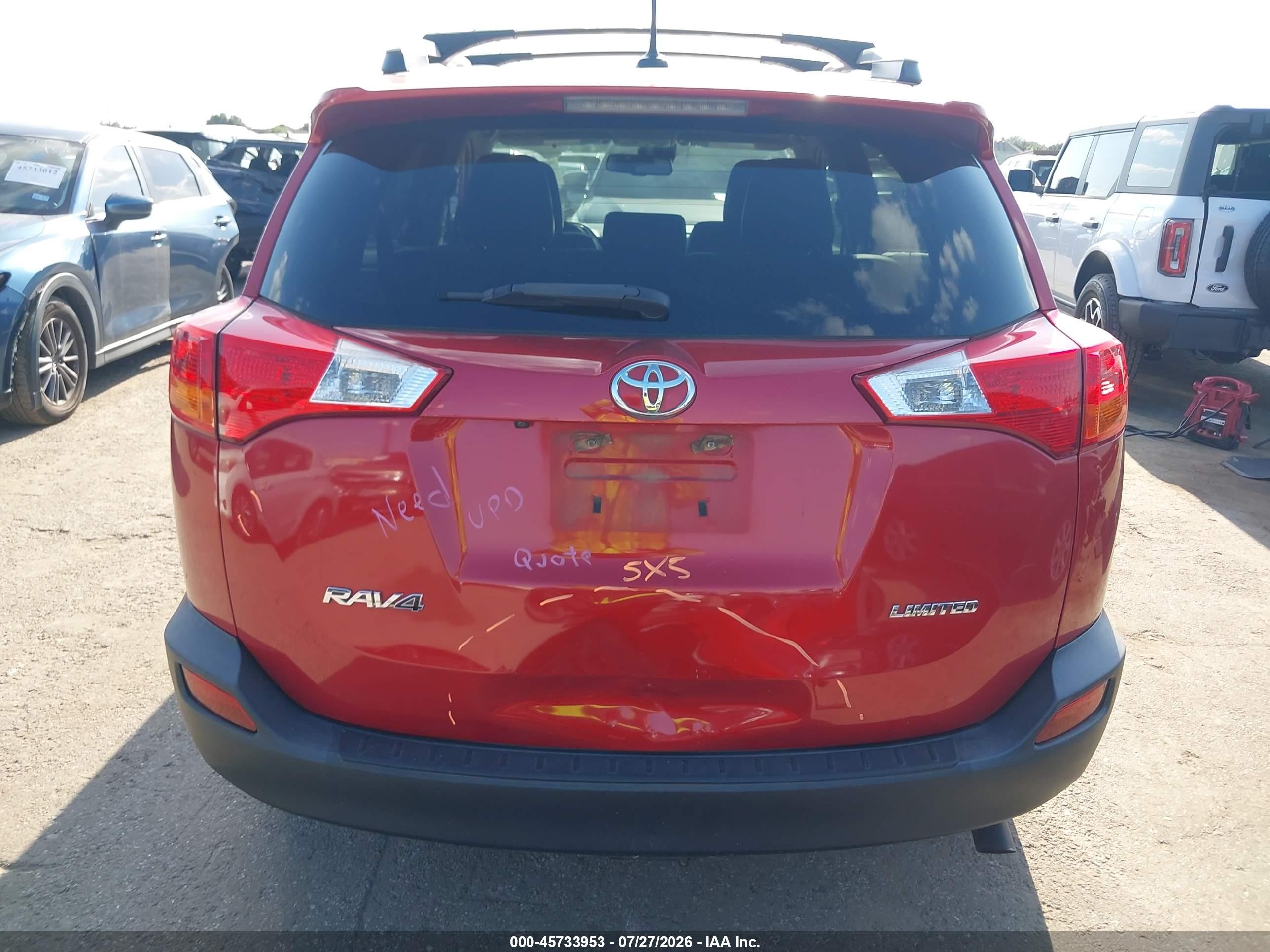 2014 Toyota Rav4 Limited Red vin: 2T3YFREV0EW090523