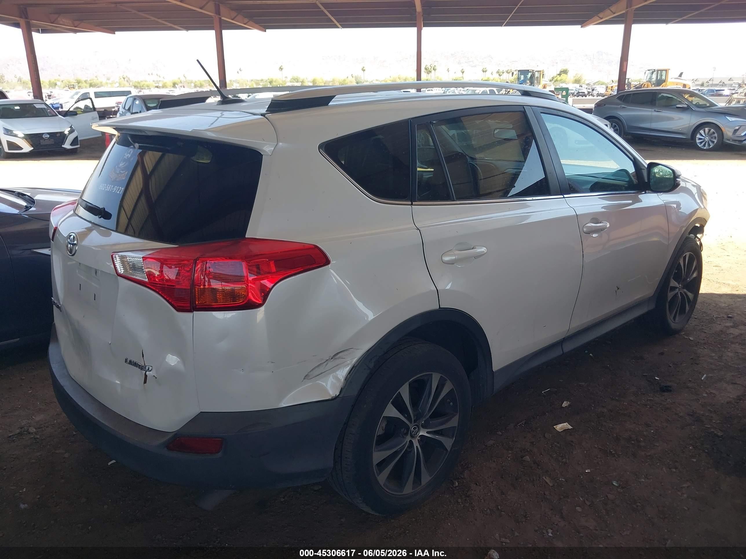 2015 Toyota Rav4 Limited White vin: 2T3YFREV0FW197993