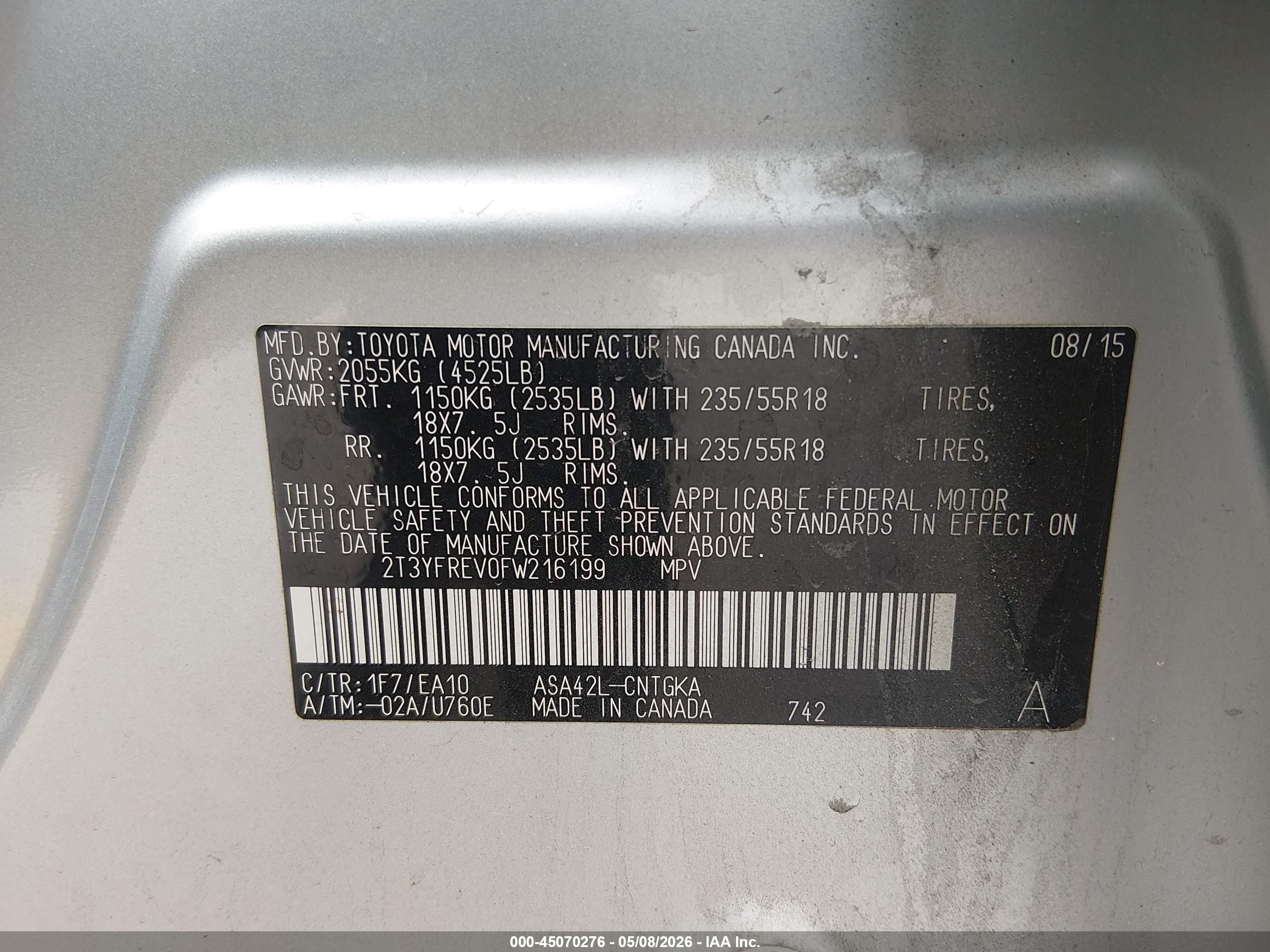 2015 Toyota Rav4 Limited Silver vin: 2T3YFREV0FW216199