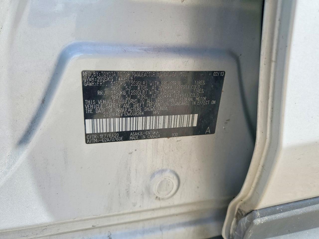 2013 Toyota Rav4 Limited Серебряный vin: 2T3YFREV1DW008264