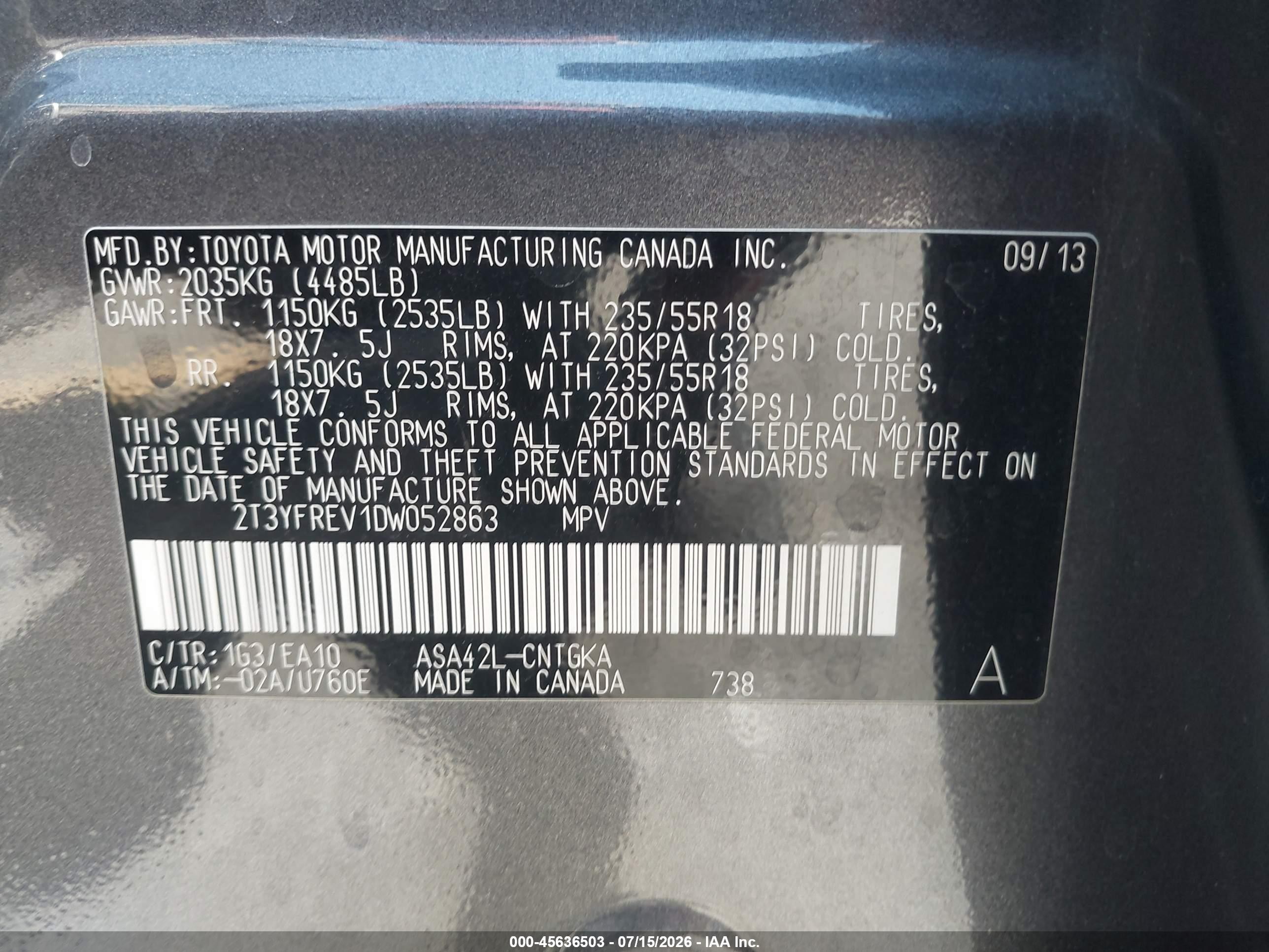 2013 Toyota Rav4 Limited Gray vin: 2T3YFREV1DW052863