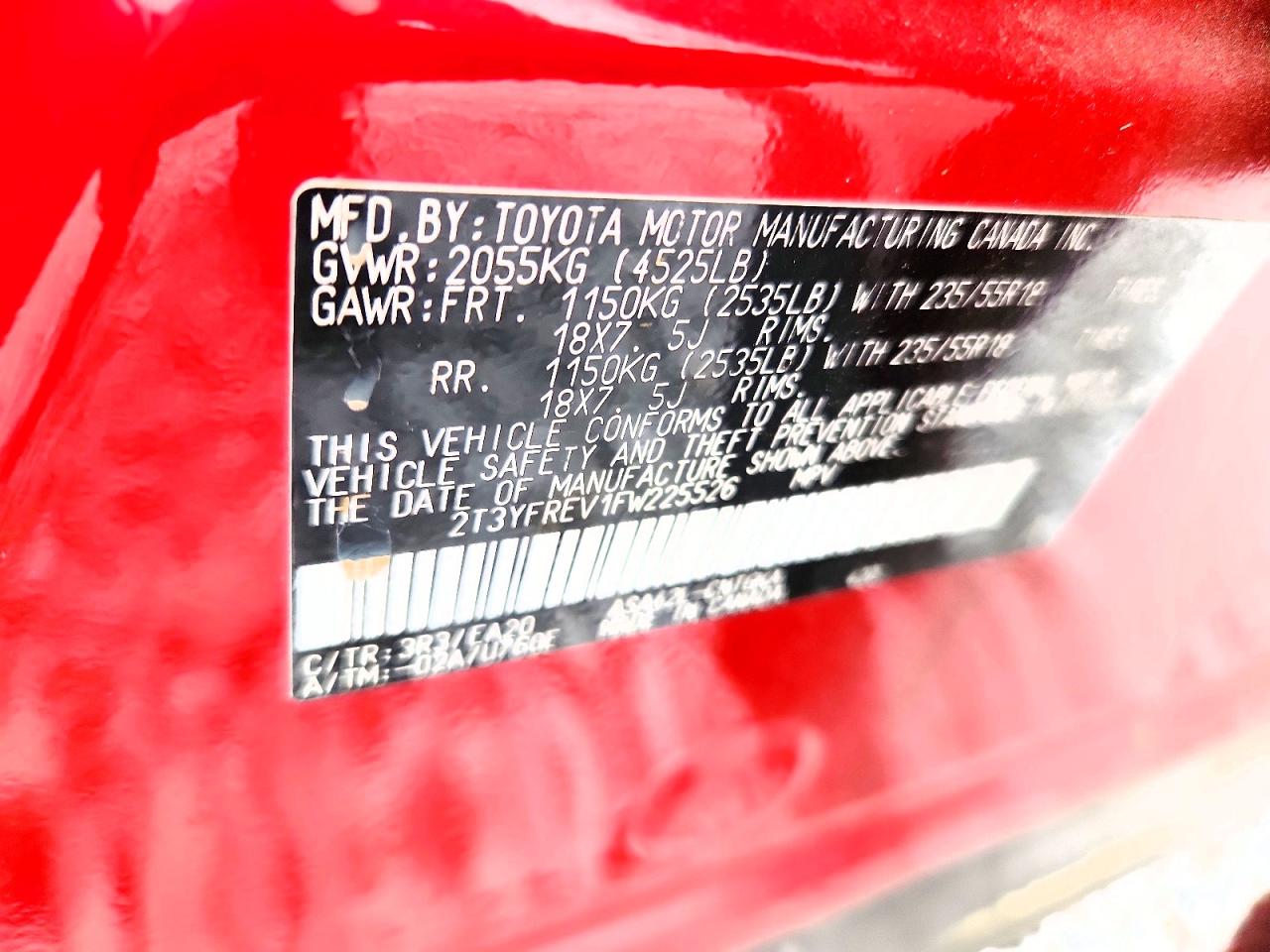 2015 Toyota Rav4 Limited Red vin: 2T3YFREV1FW225526