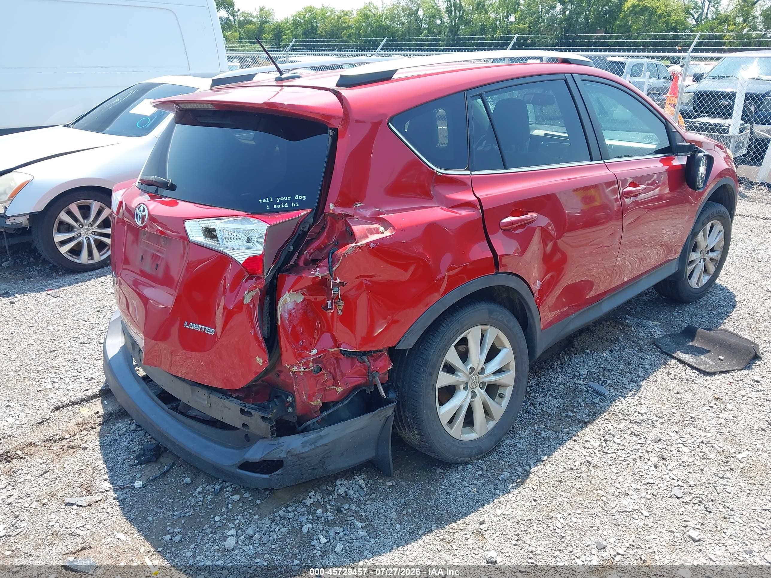 2013 Toyota Rav4 Limited Red vin: 2T3YFREV2DW004661