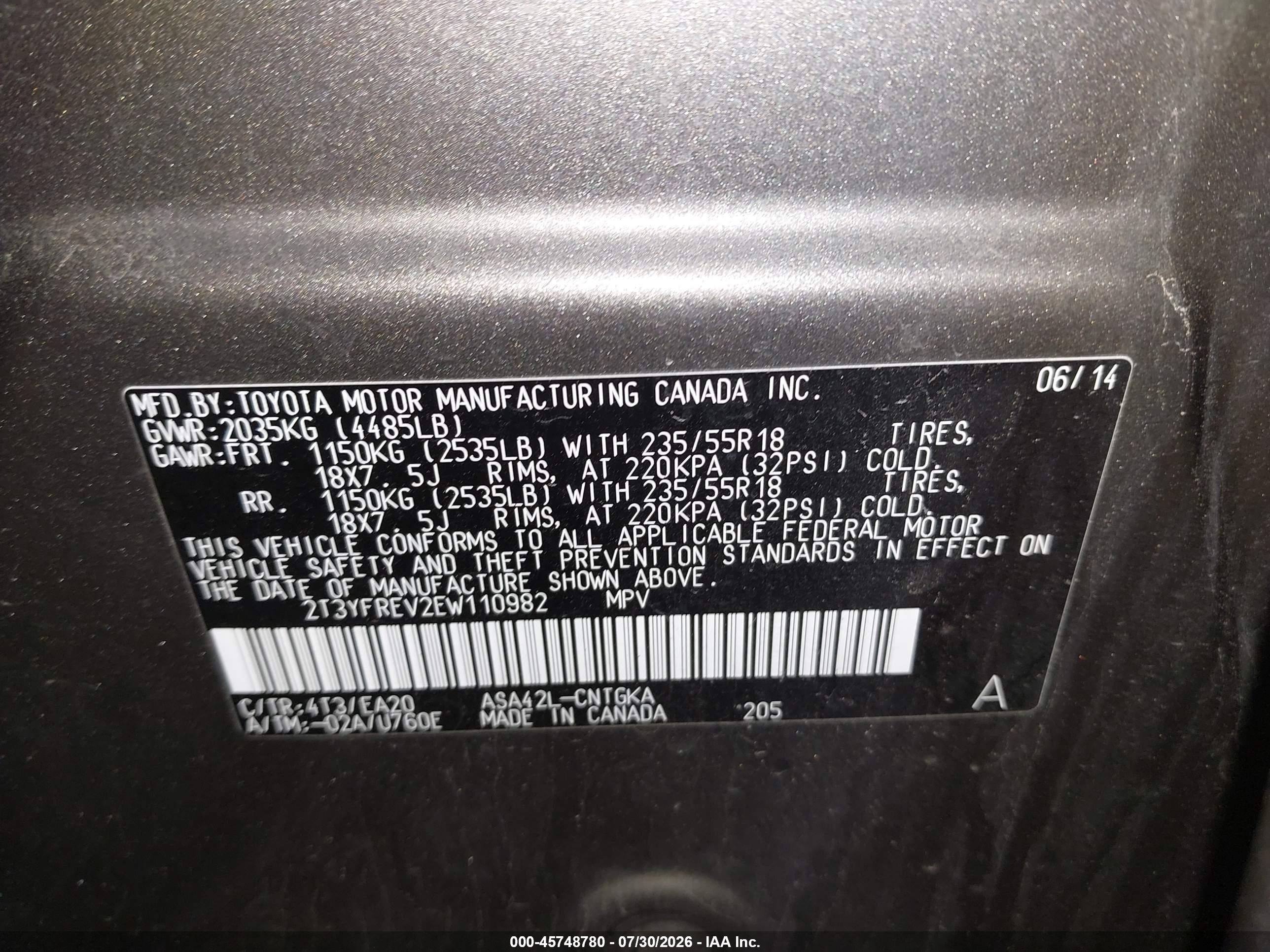 2014 Toyota Rav4 Limited Gold vin: 2T3YFREV2EW110982