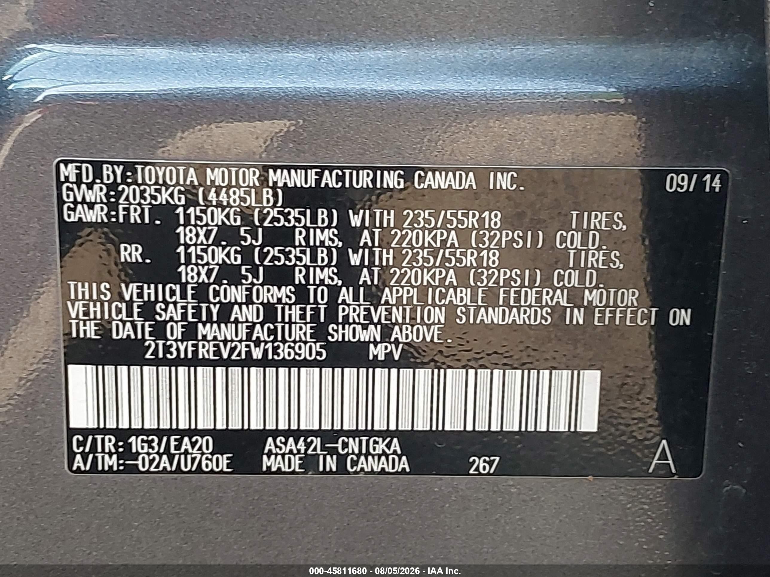 2015 Toyota Rav4 Limited Gray vin: 2T3YFREV2FW136905