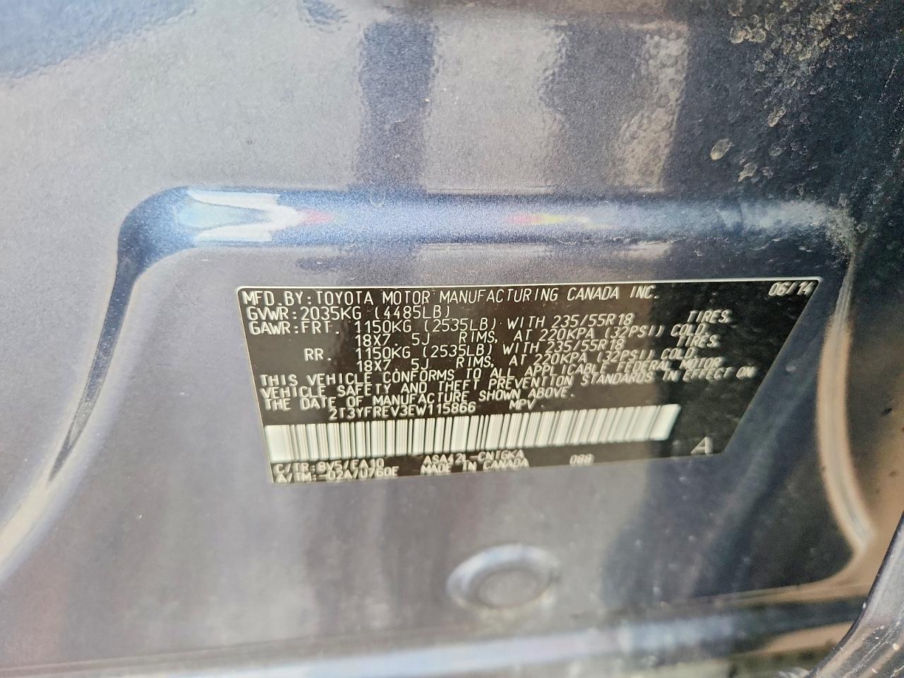 2014 Toyota Rav4 Limited Gray vin: 2T3YFREV3EW115866