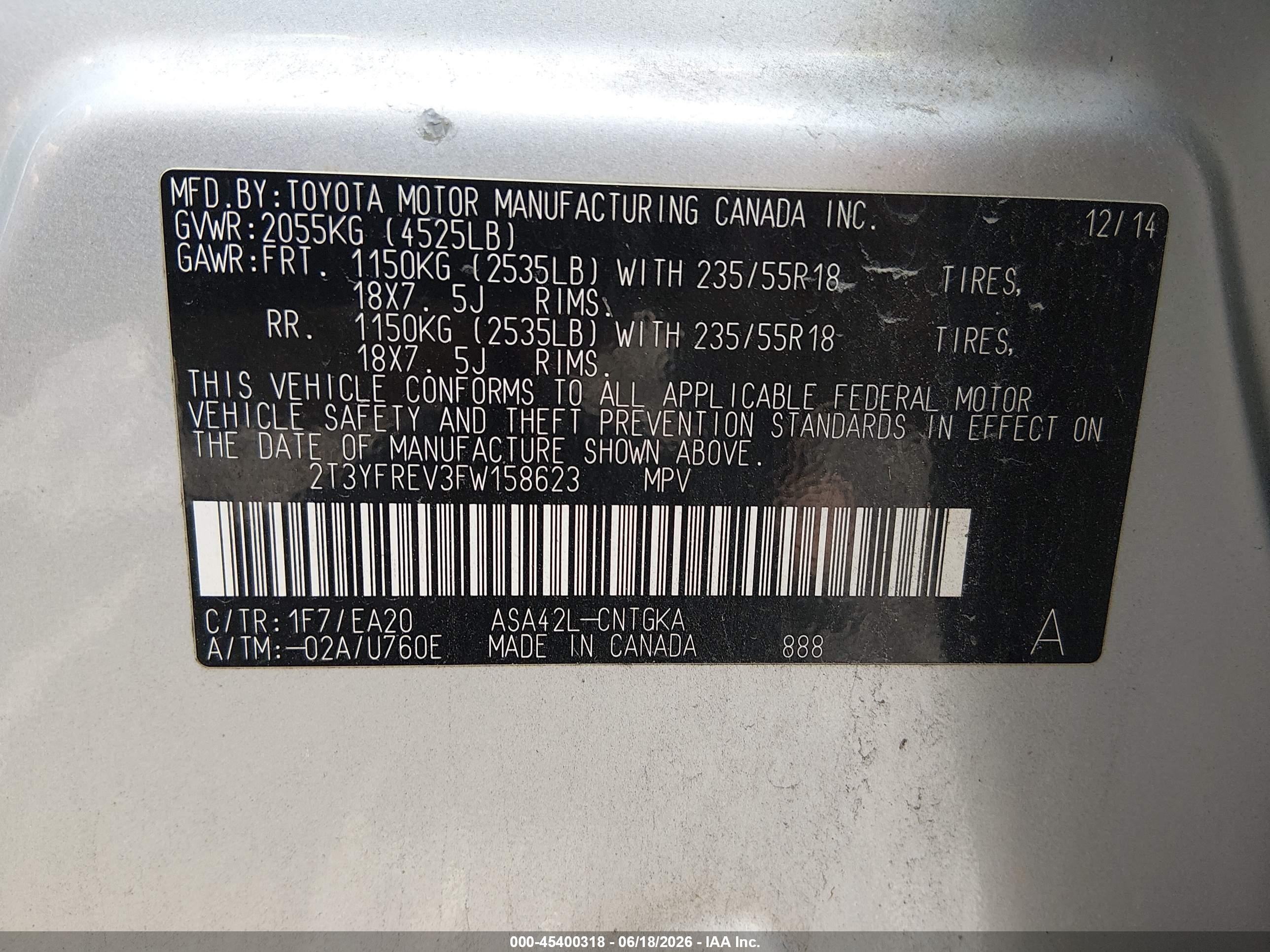 2015 Toyota Rav4 Limited Silver vin: 2T3YFREV3FW158623