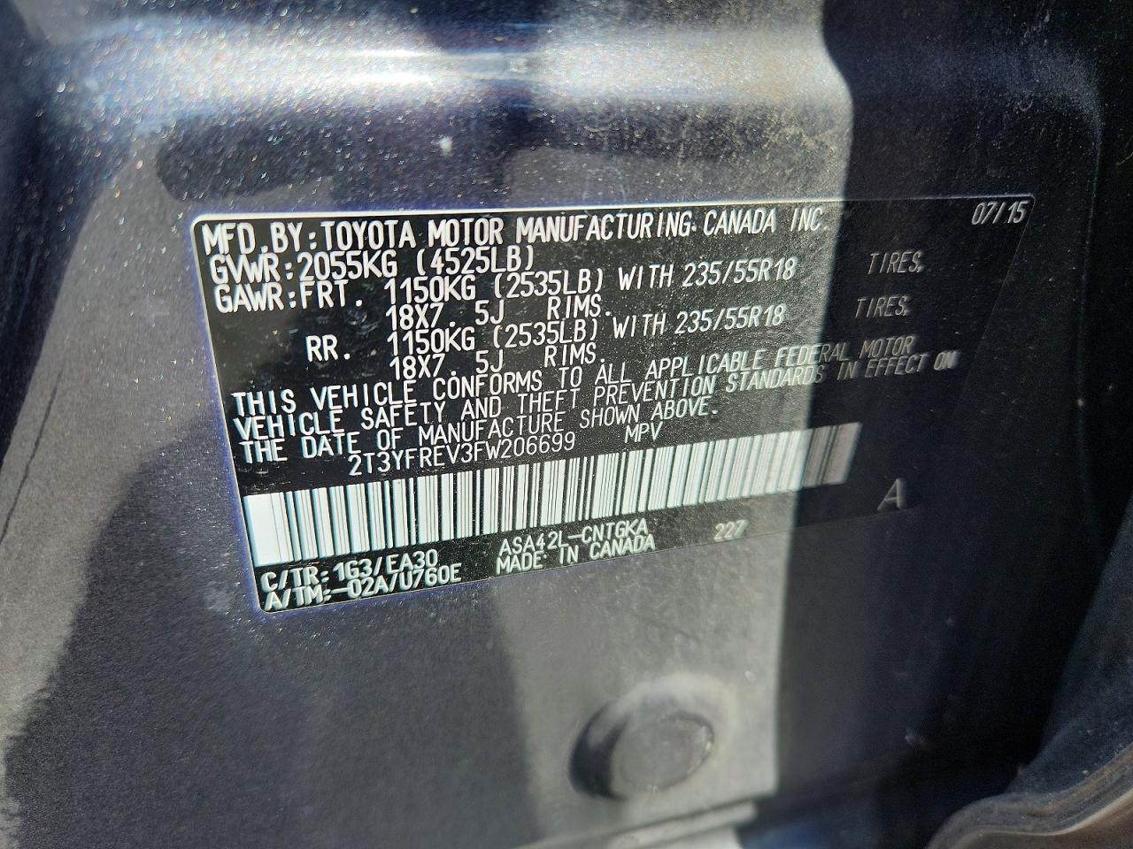 2015 Toyota Rav4 Limited Gray vin: 2T3YFREV3FW206699