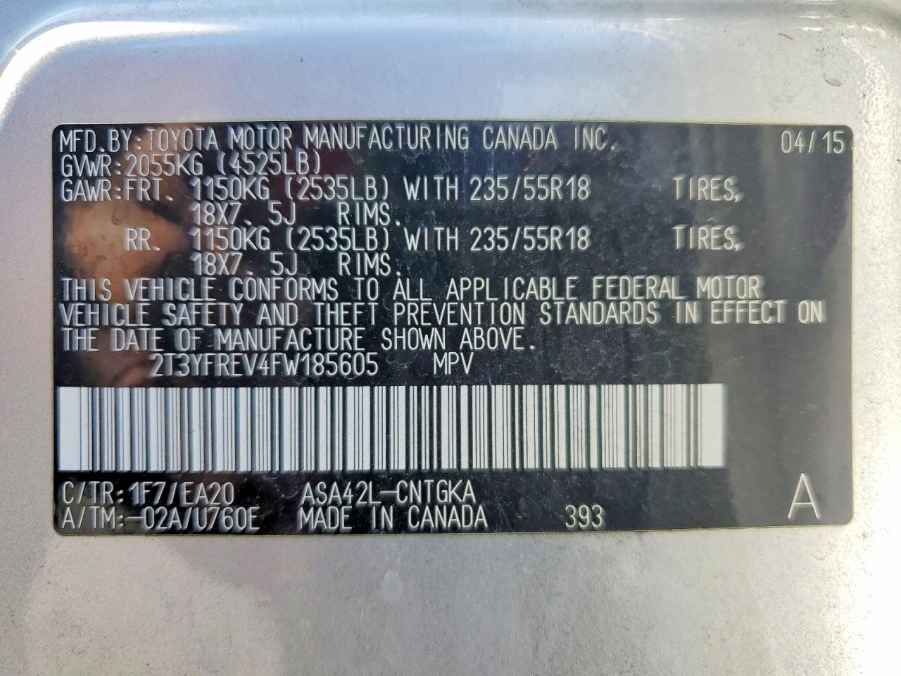 2015 Toyota Rav4 Limited Silver vin: 2T3YFREV4FW185605