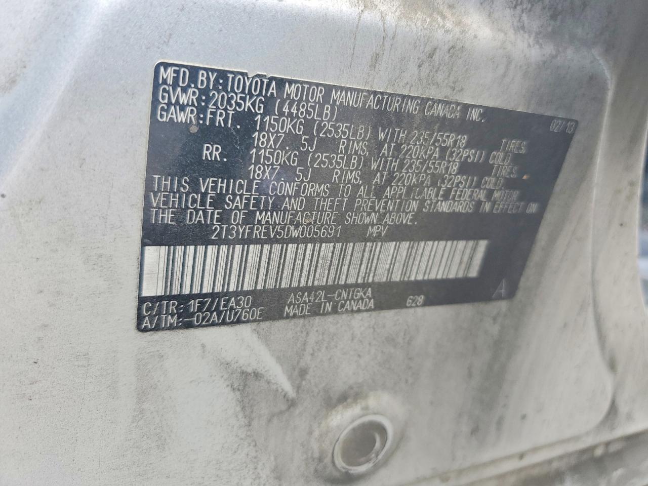 2013 Toyota Rav4 Limited Silver vin: 2T3YFREV5DW005691